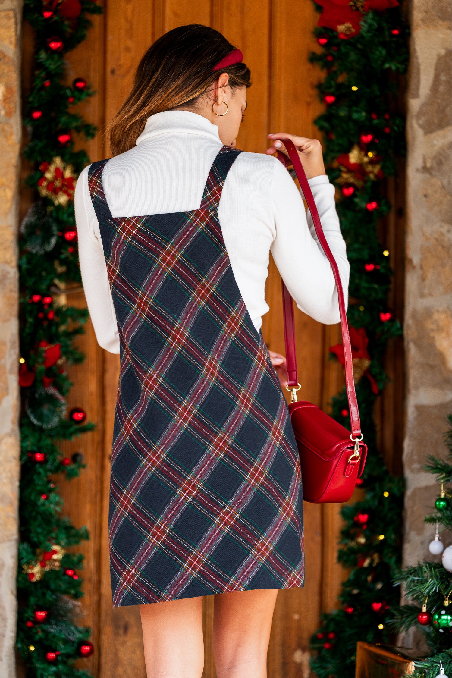 Maple Path Plaid Mini Dress