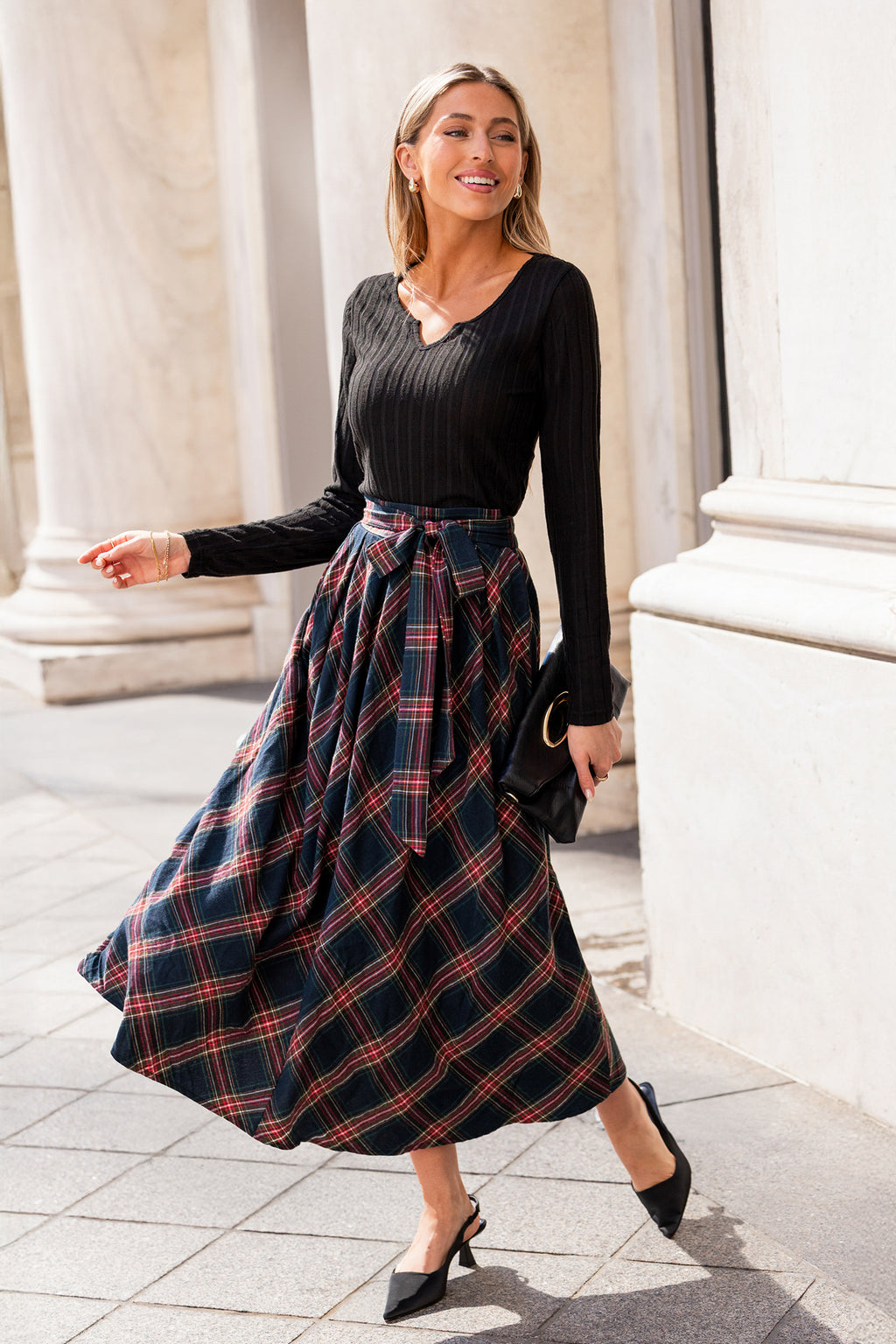 Book Club Plaid Maxi Skirt