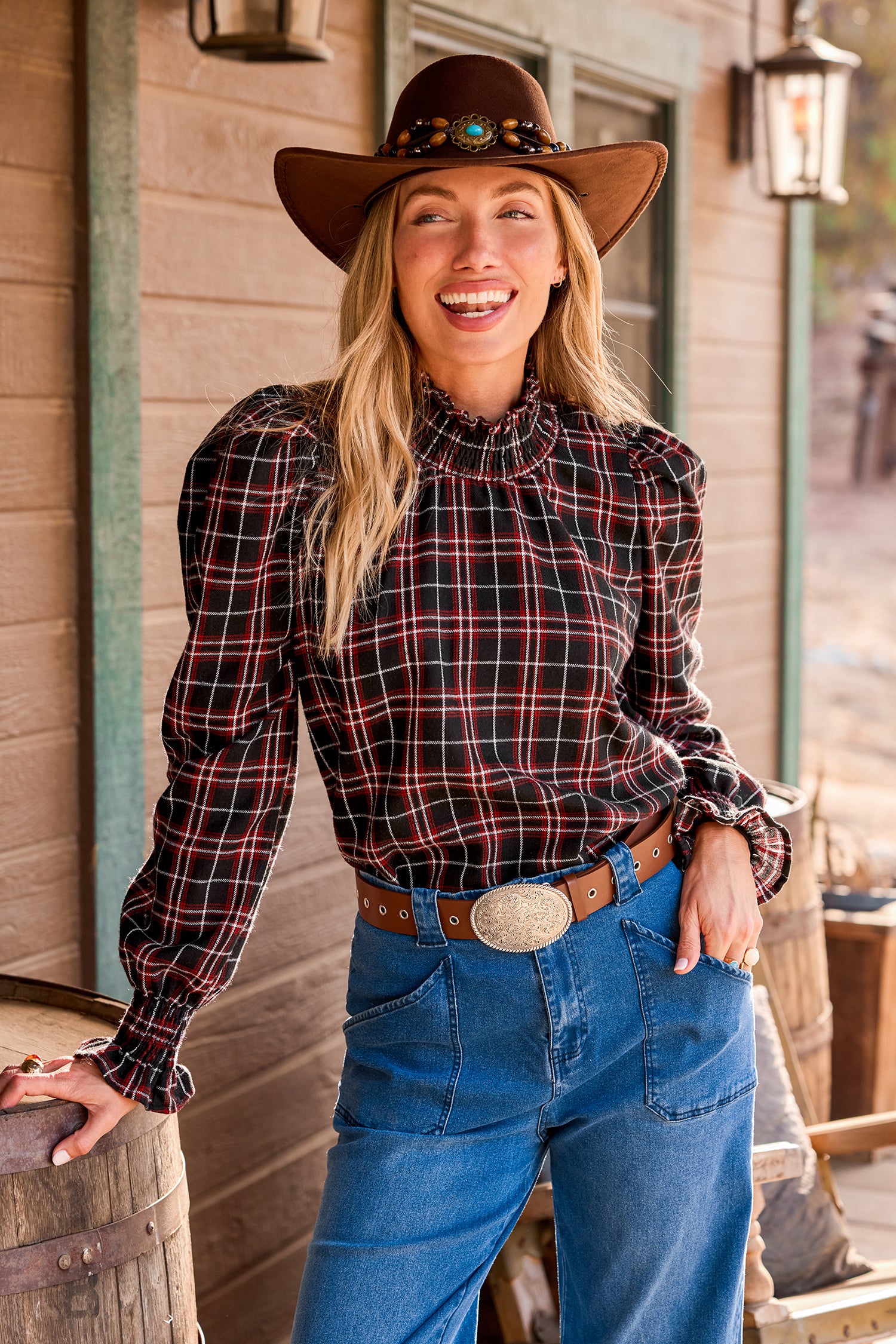 Rustic Charm Plaid Blouse