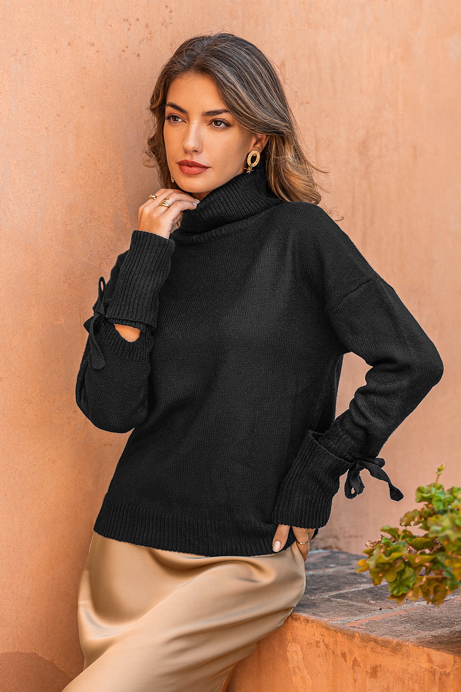 Off the Cuff Black Sweater