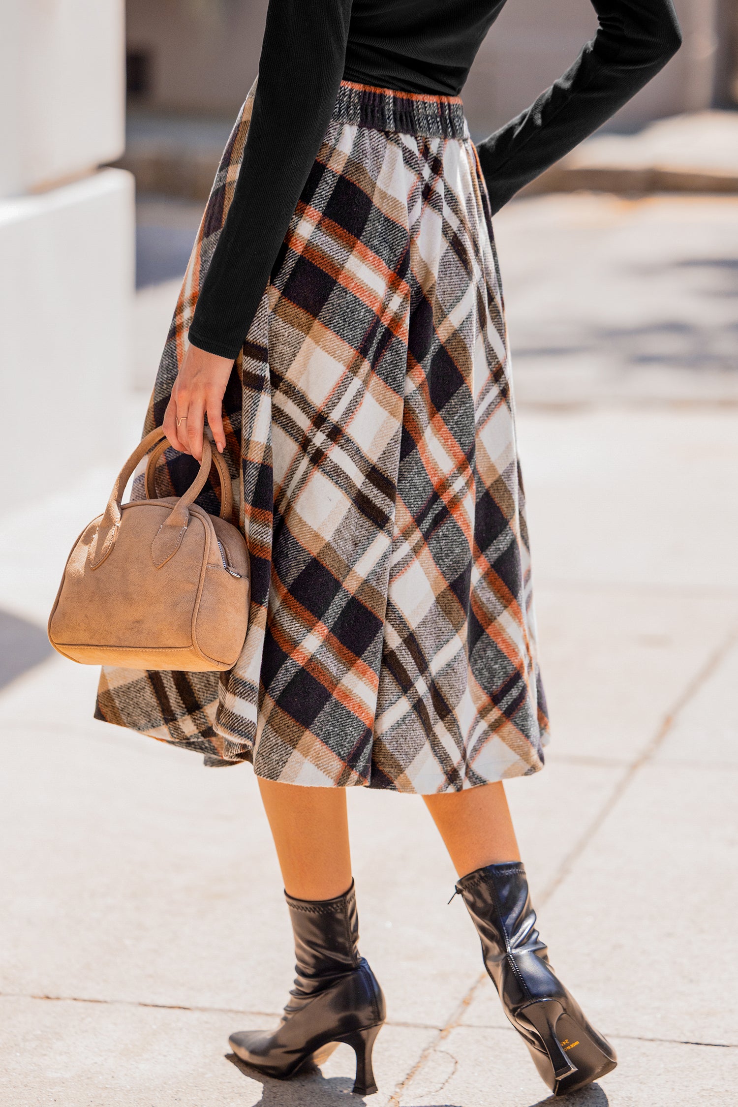 Primrose Plaid Midi Skirt