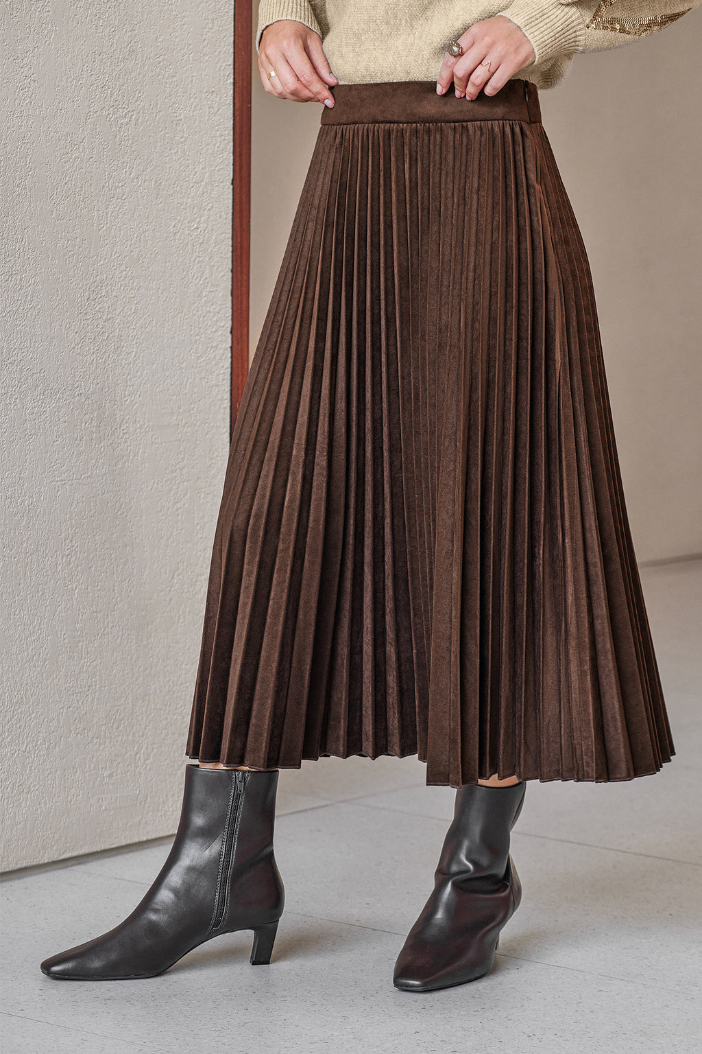Sweet Routine Brown Midi Skirt