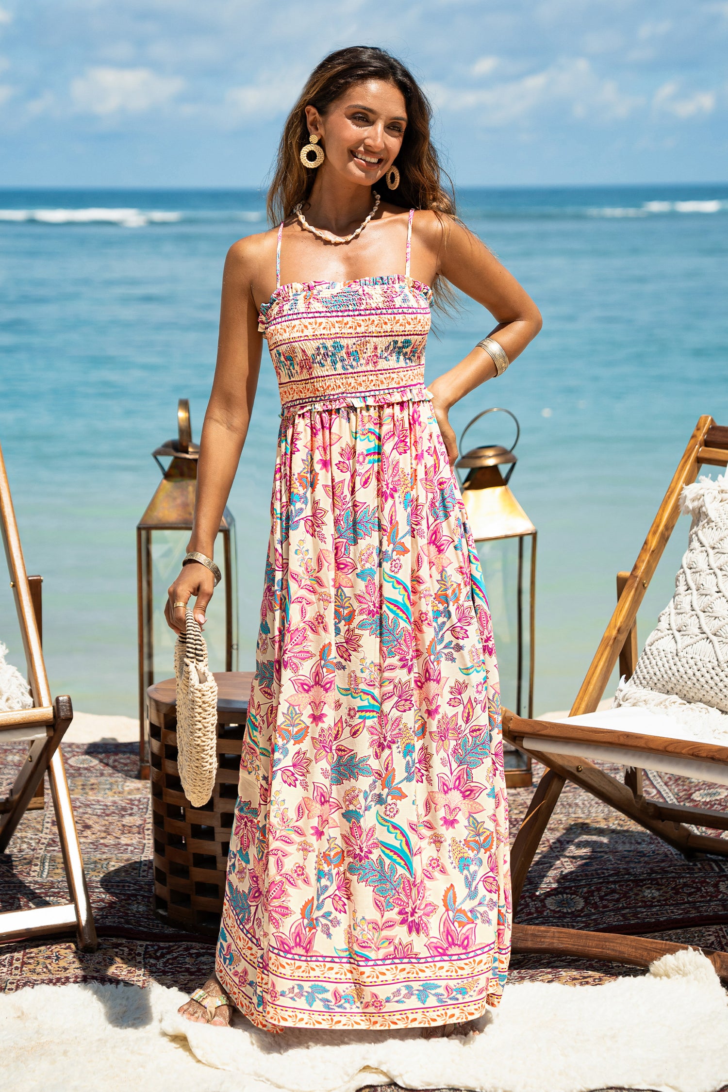 Papaya Punch Floral Maxi Dress