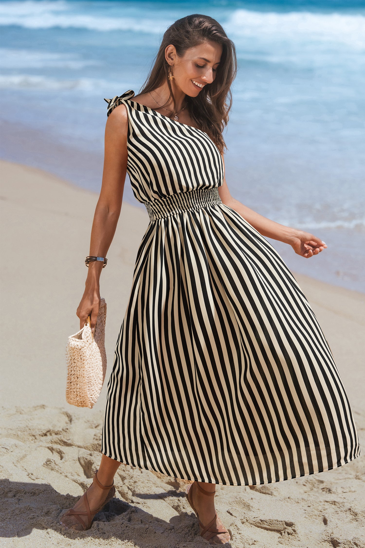 Café Date Striped Maxi Dress