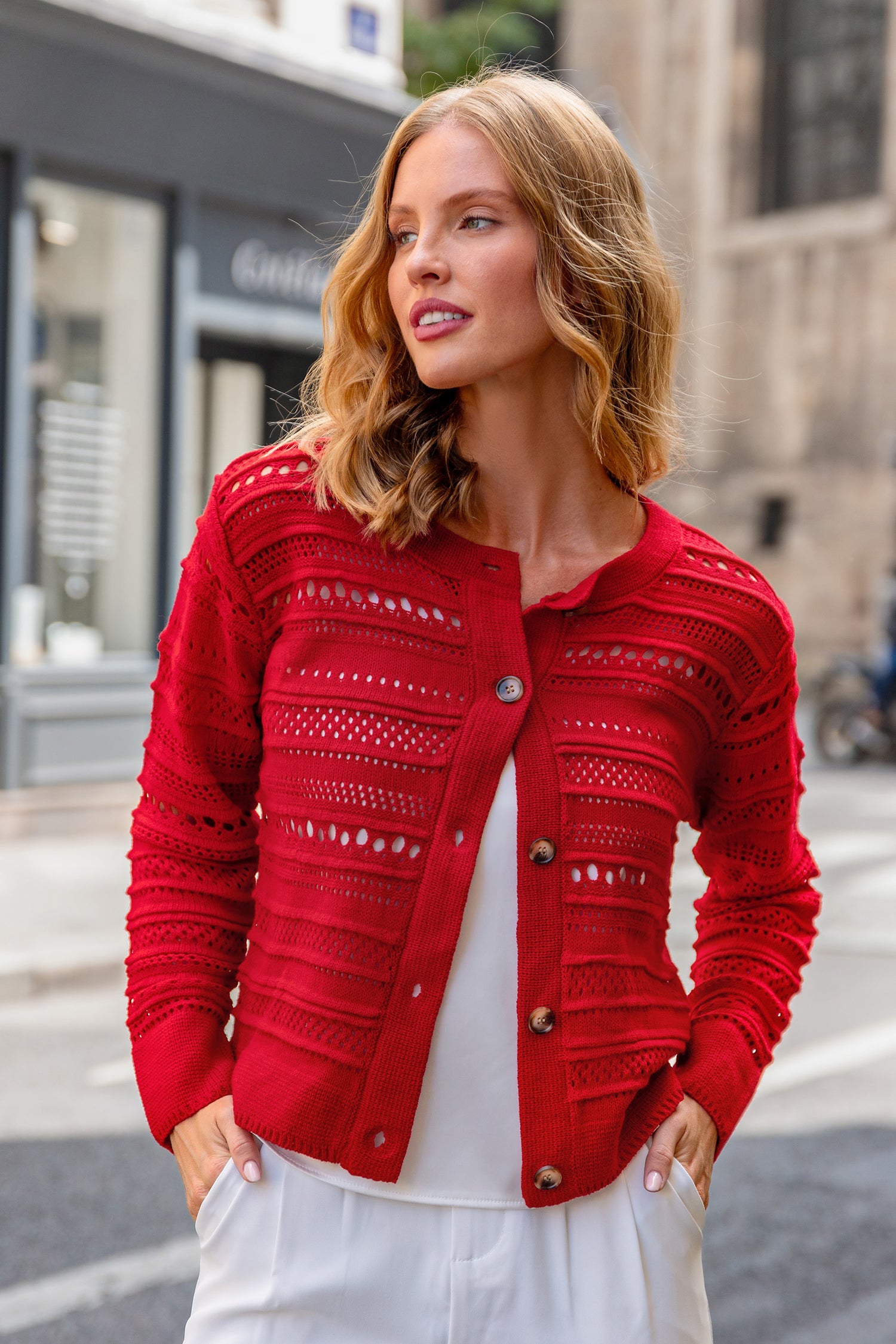 Close Knit Red Cardigan