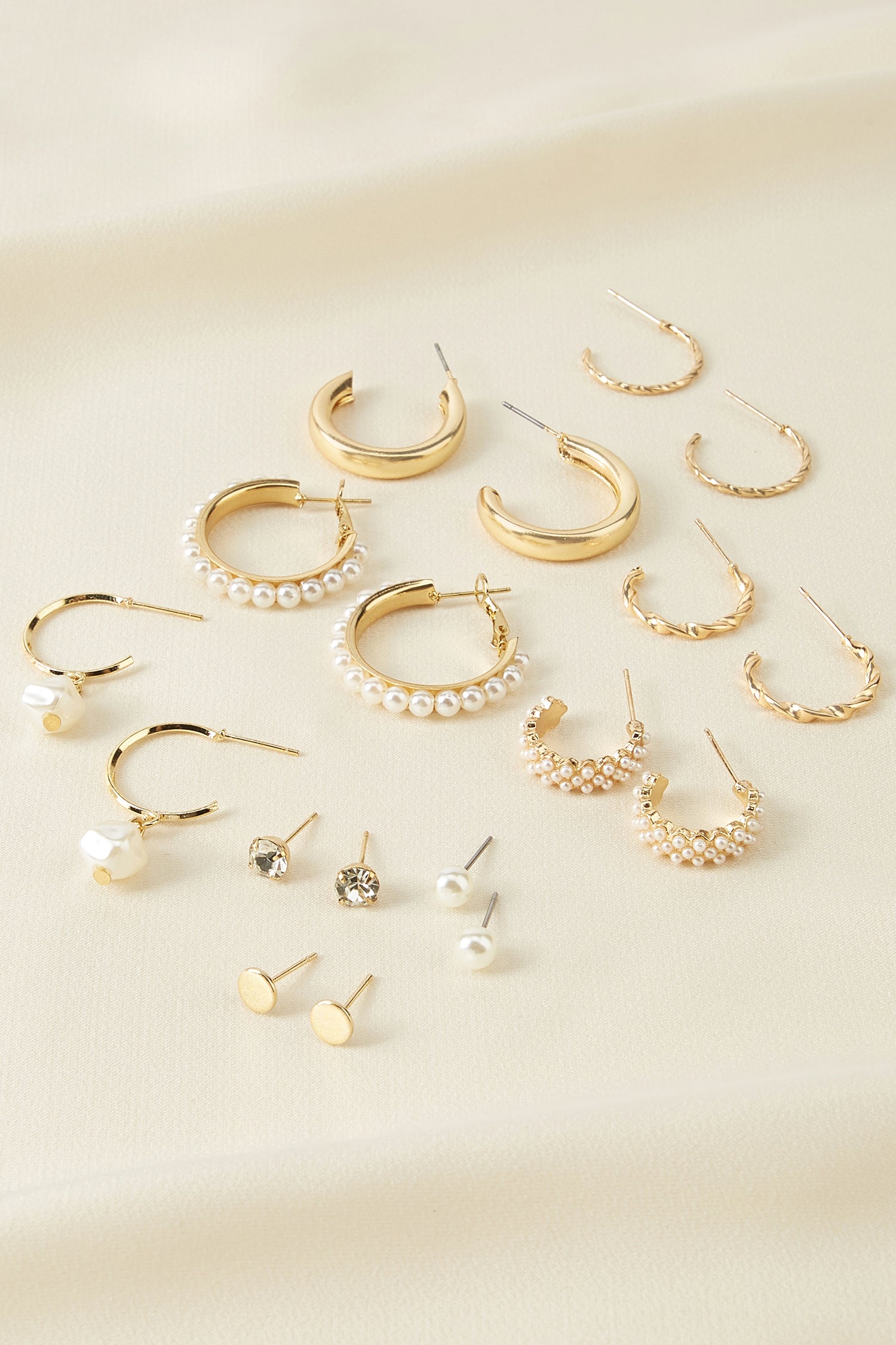 Gilded Aura Gold-Tone Earrings Set