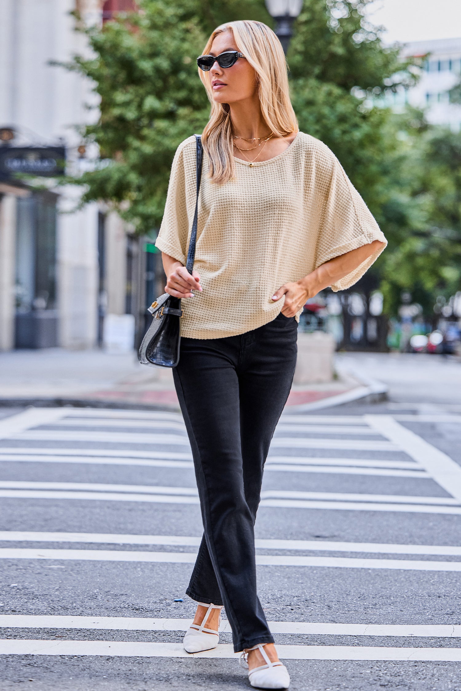 Waffle Ease Beige Top