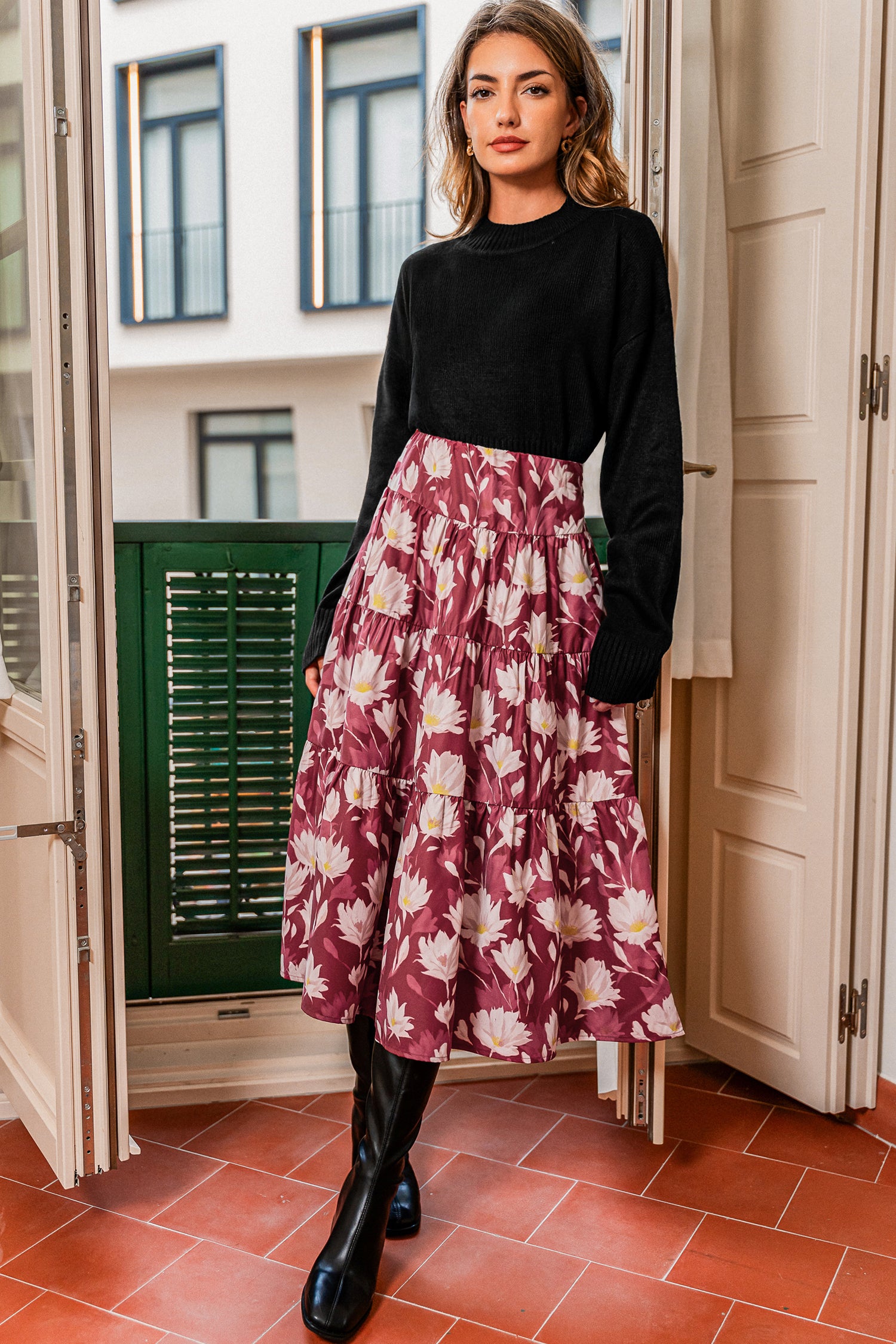 True Love Floral Midi Skirt