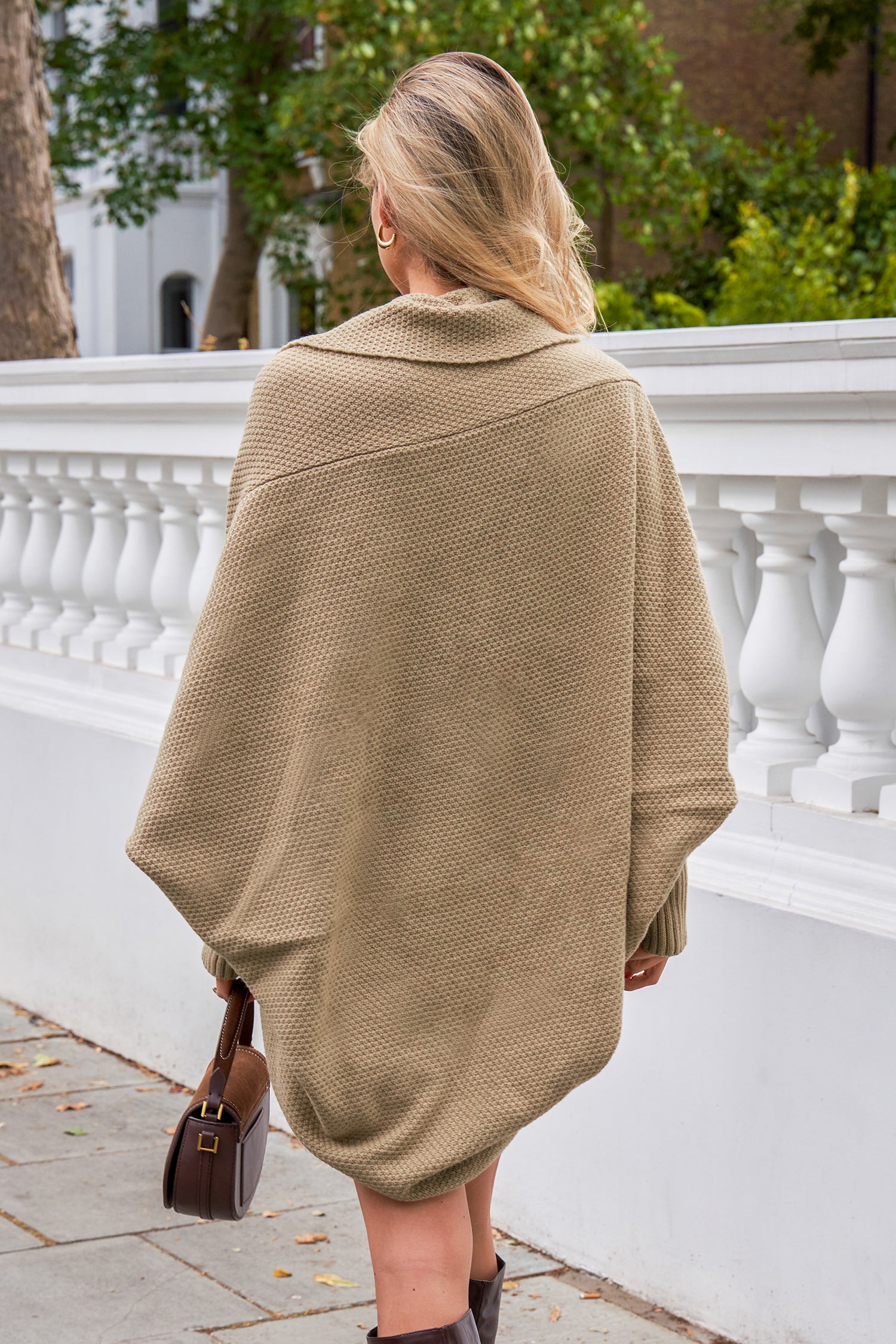 Neutral Open Front Dolman Sleeve Cardigan