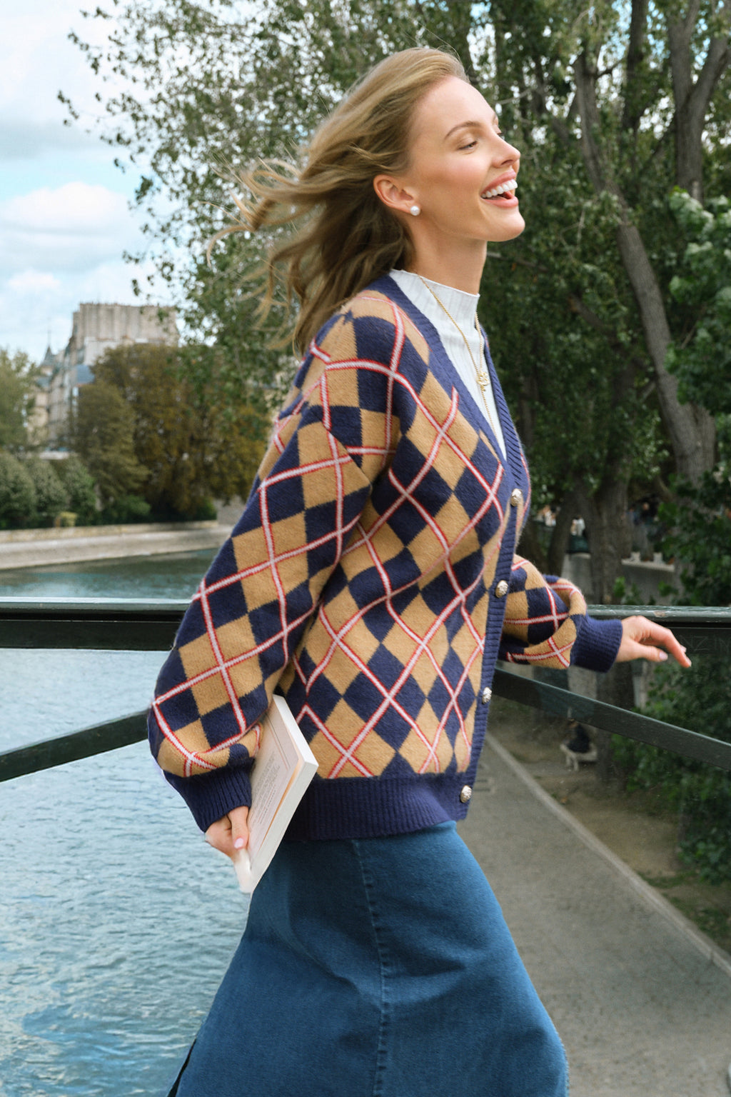 Varsity Vibes Argyle Cardigan