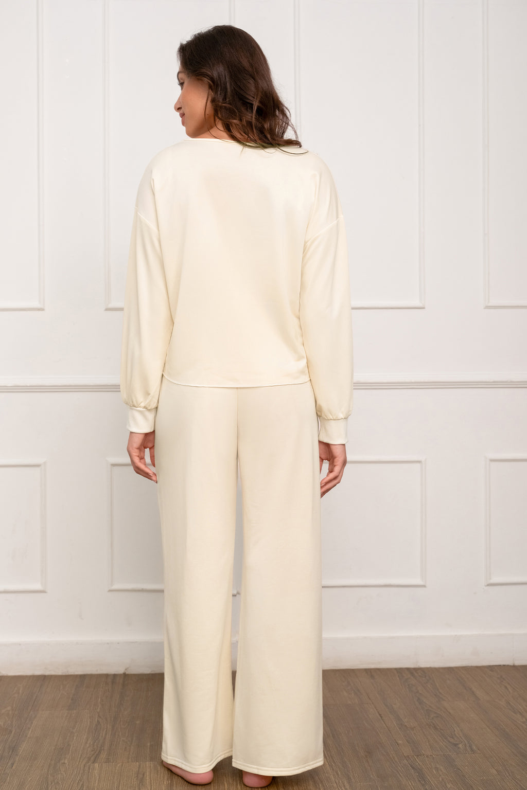 Cream Long Sleeve Tee & Pants Pajama Set