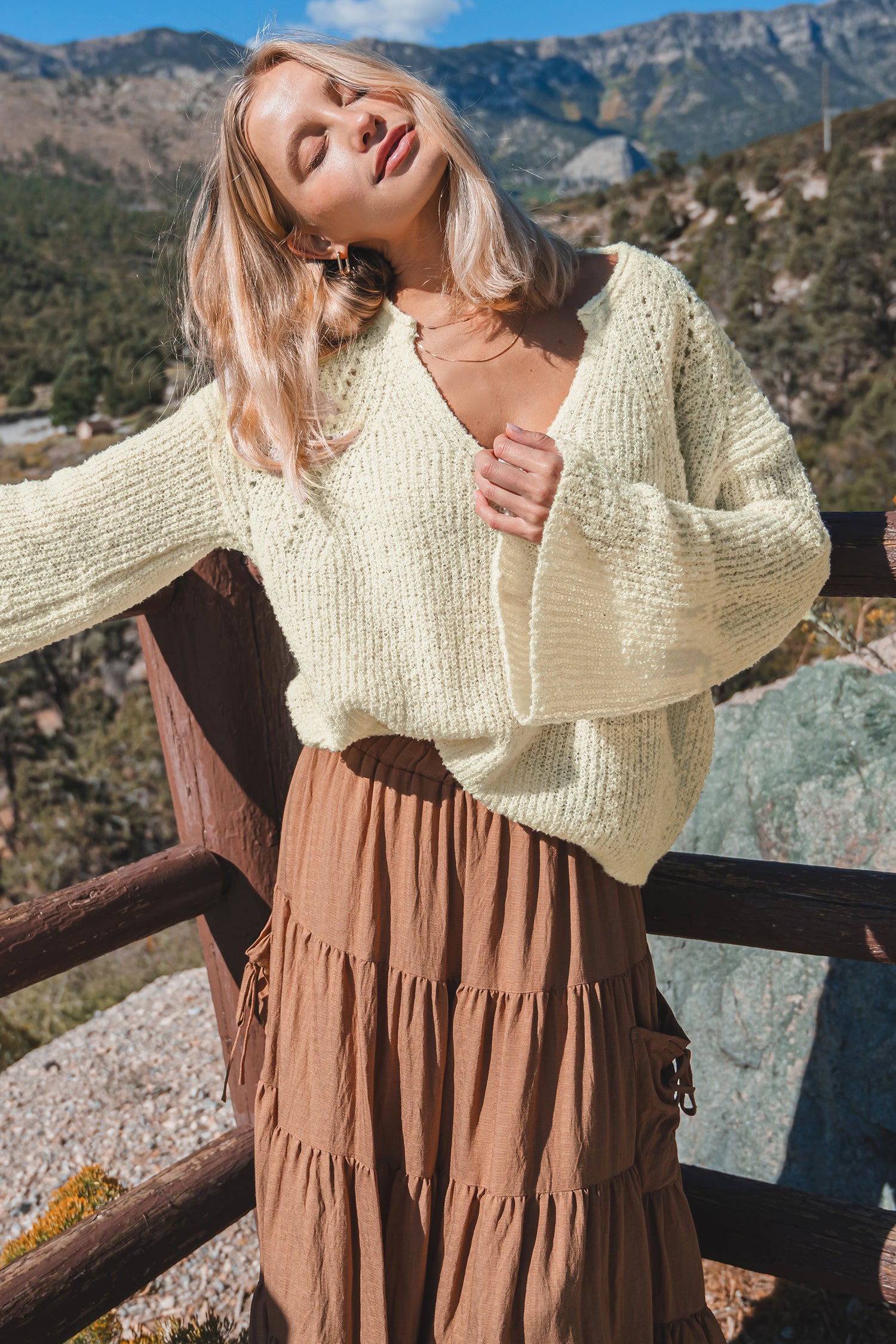 Beige Drop Shoulder Long Sleeve Sweater