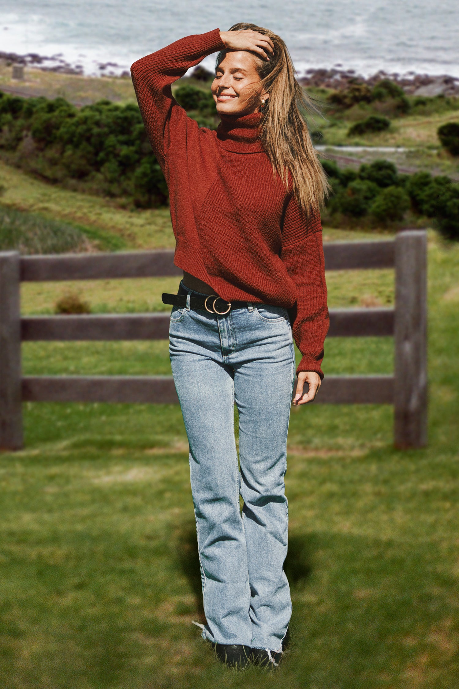 Red Long Sleeve Turtleneck Sweater