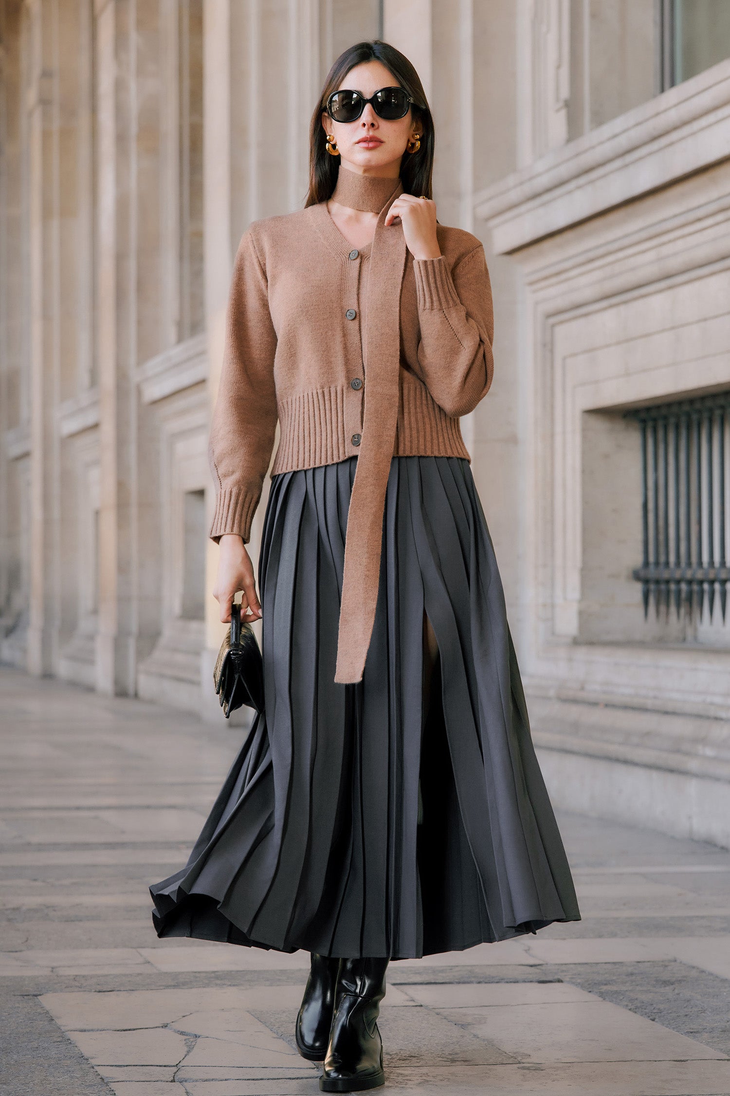 Khaki Long Sleeve Button Up Cardigan