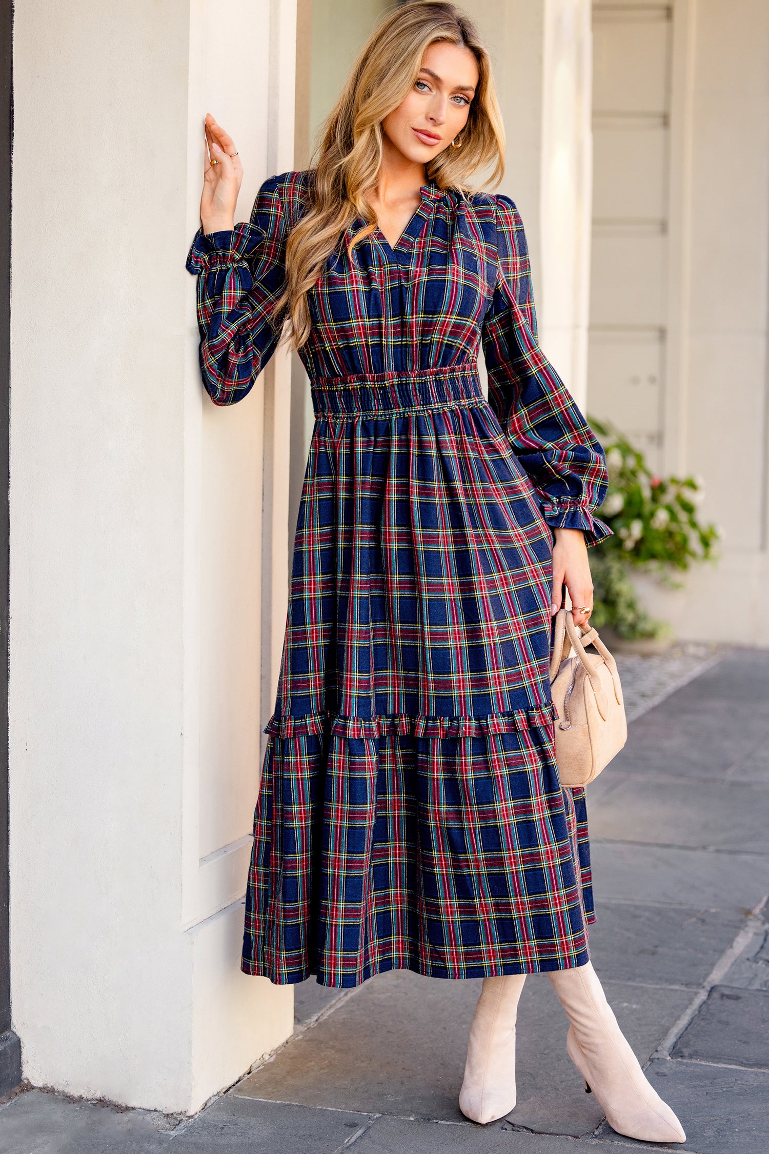 Going Places Plaid Maxi Dress