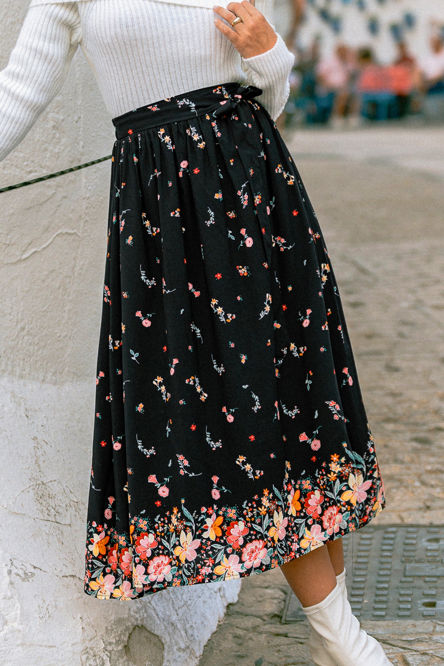Shadow Blossom Floral Maxi Skirt