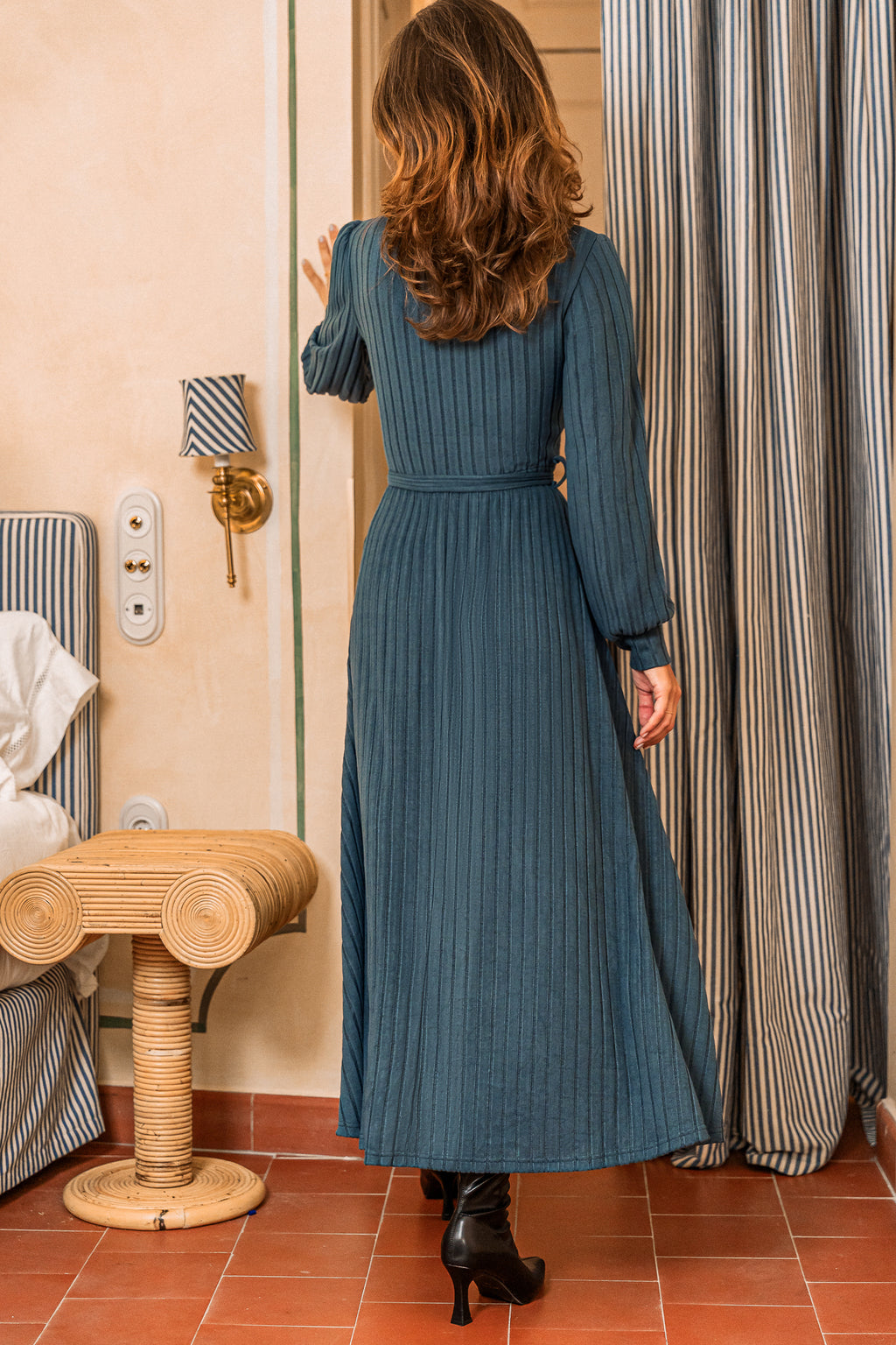 Cafe Detour Blue Maxi Sweater Dress