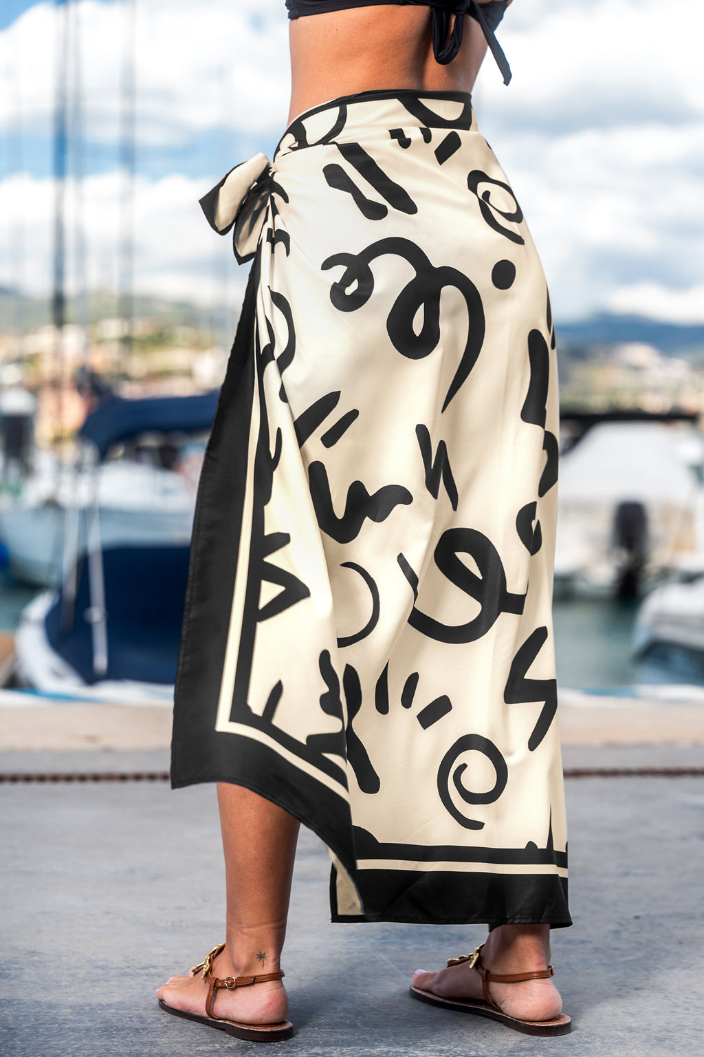 Ink Tide Abstract Cover-Up Sarong