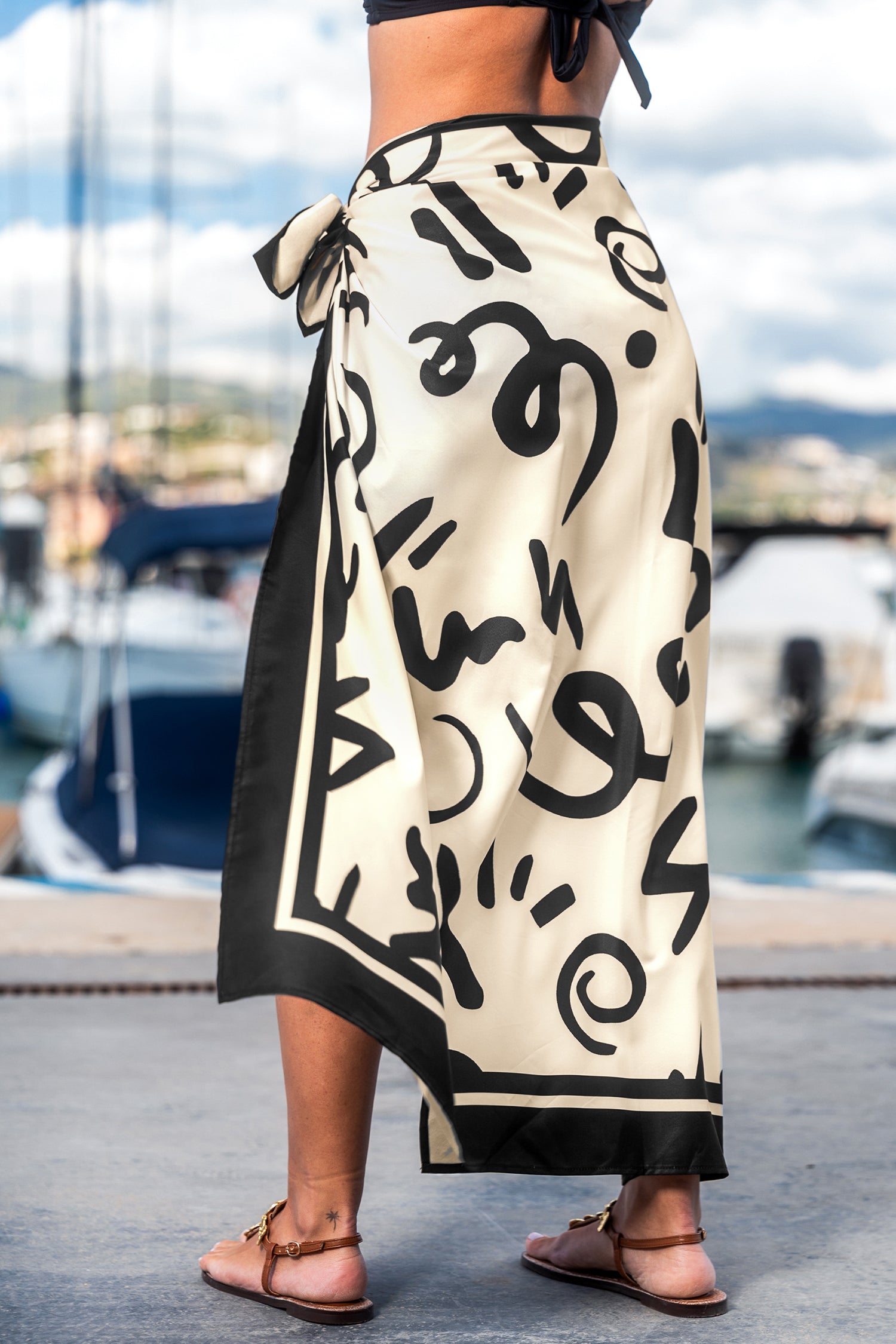 Ink Tide Abstract Cover-Up Sarong