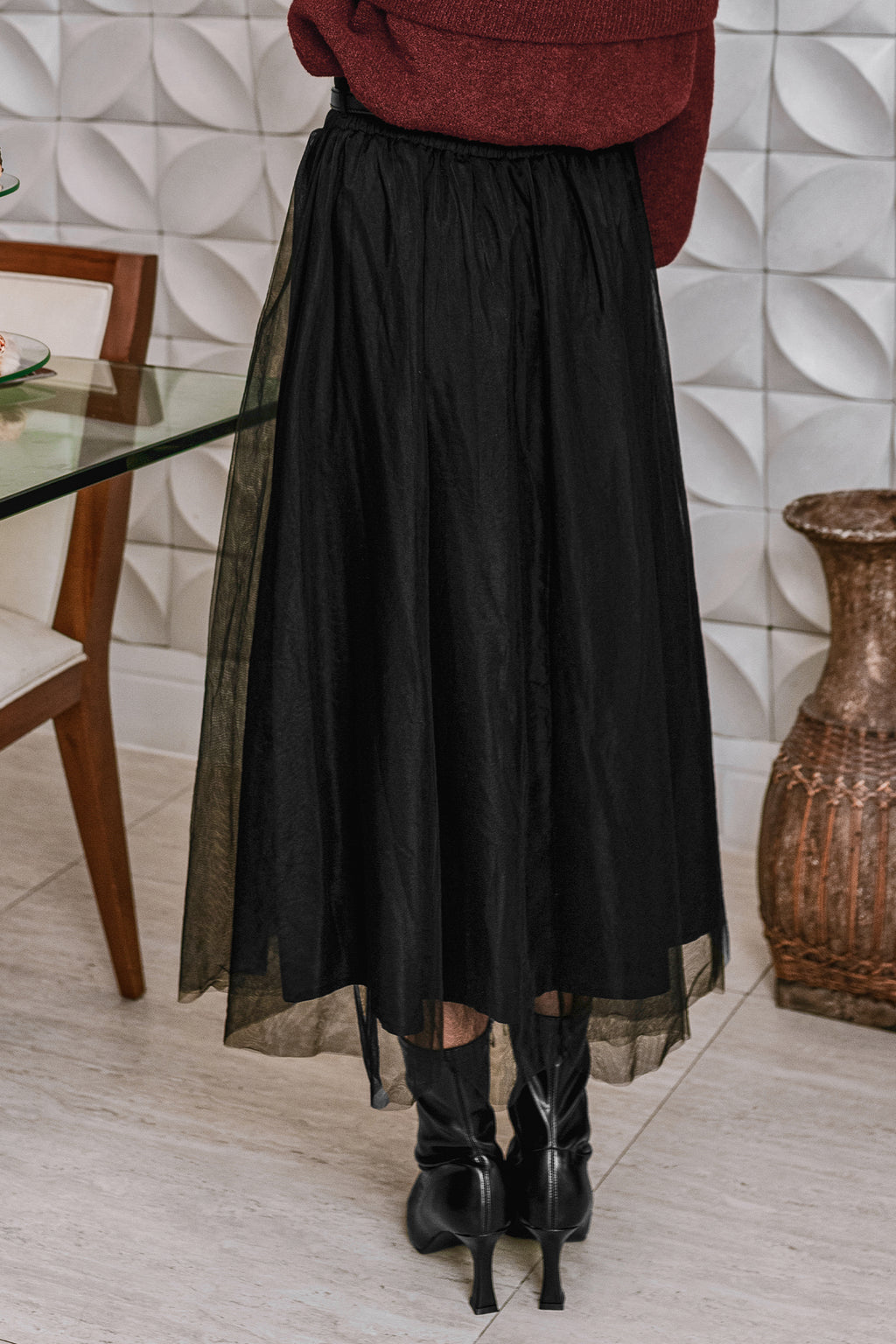 Starry Nights Black Midi Skirt