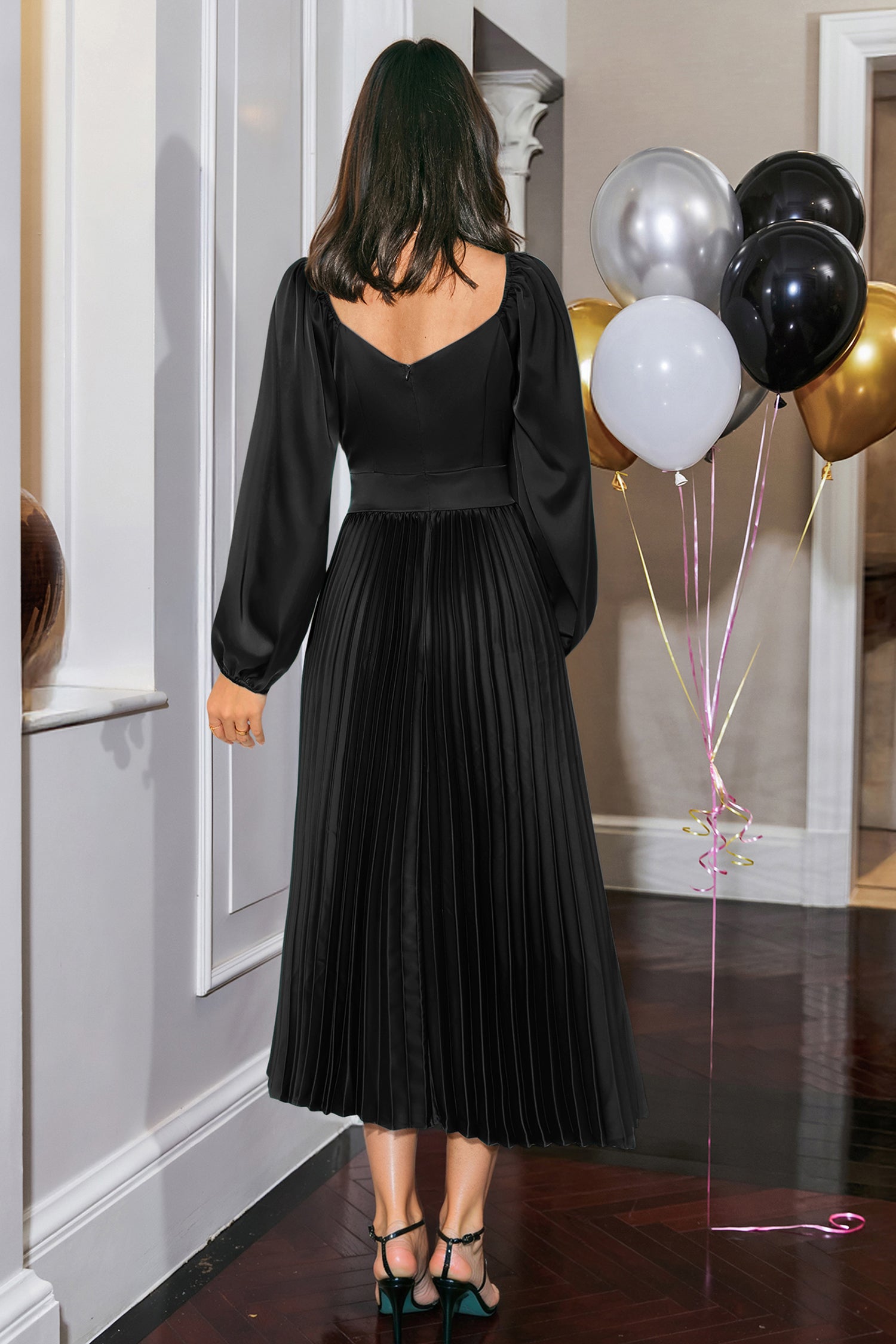 Midnight Tango Black Midi Dress