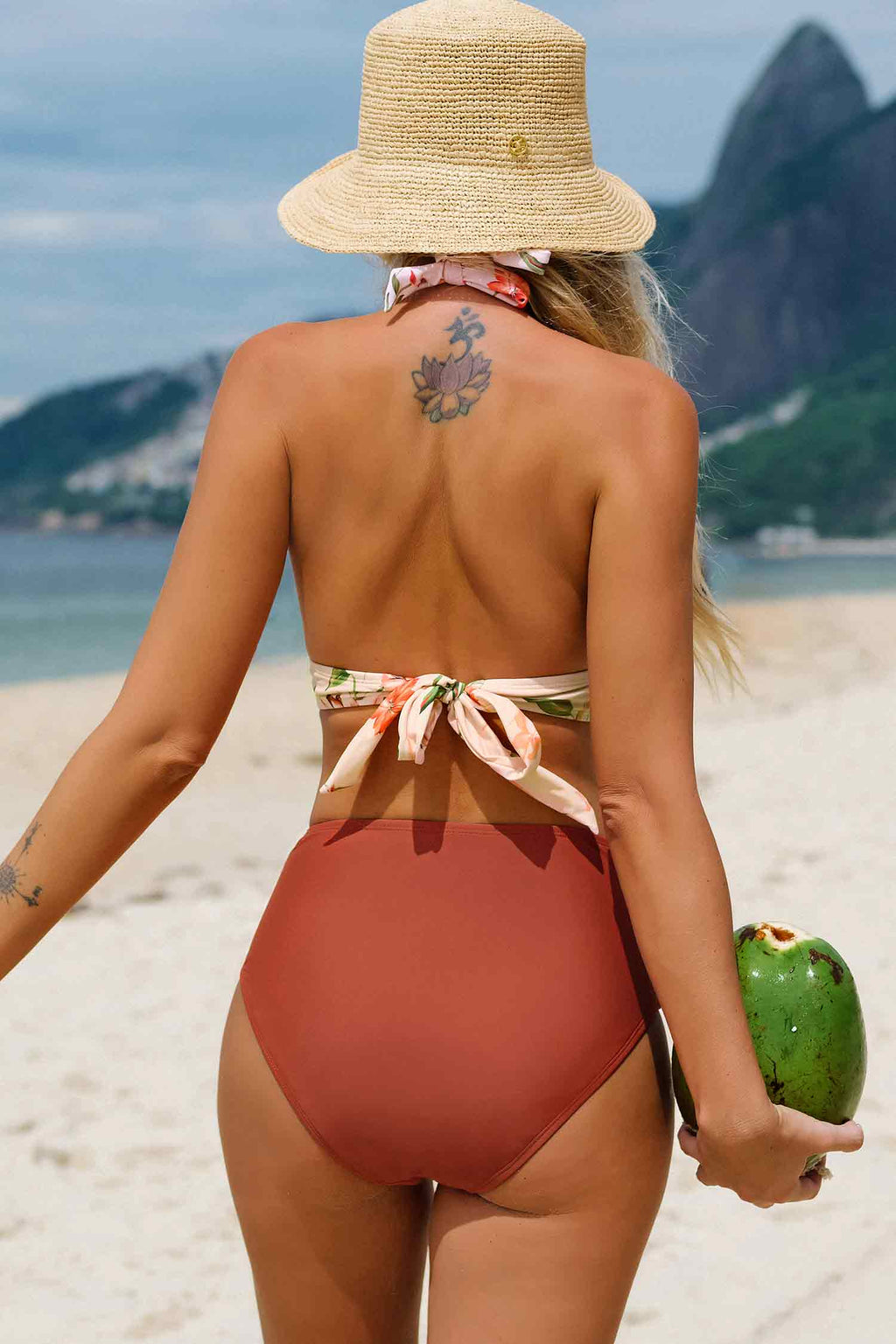 Spring Breath Garden Halter Tall Tri & High Waist Bikini Set