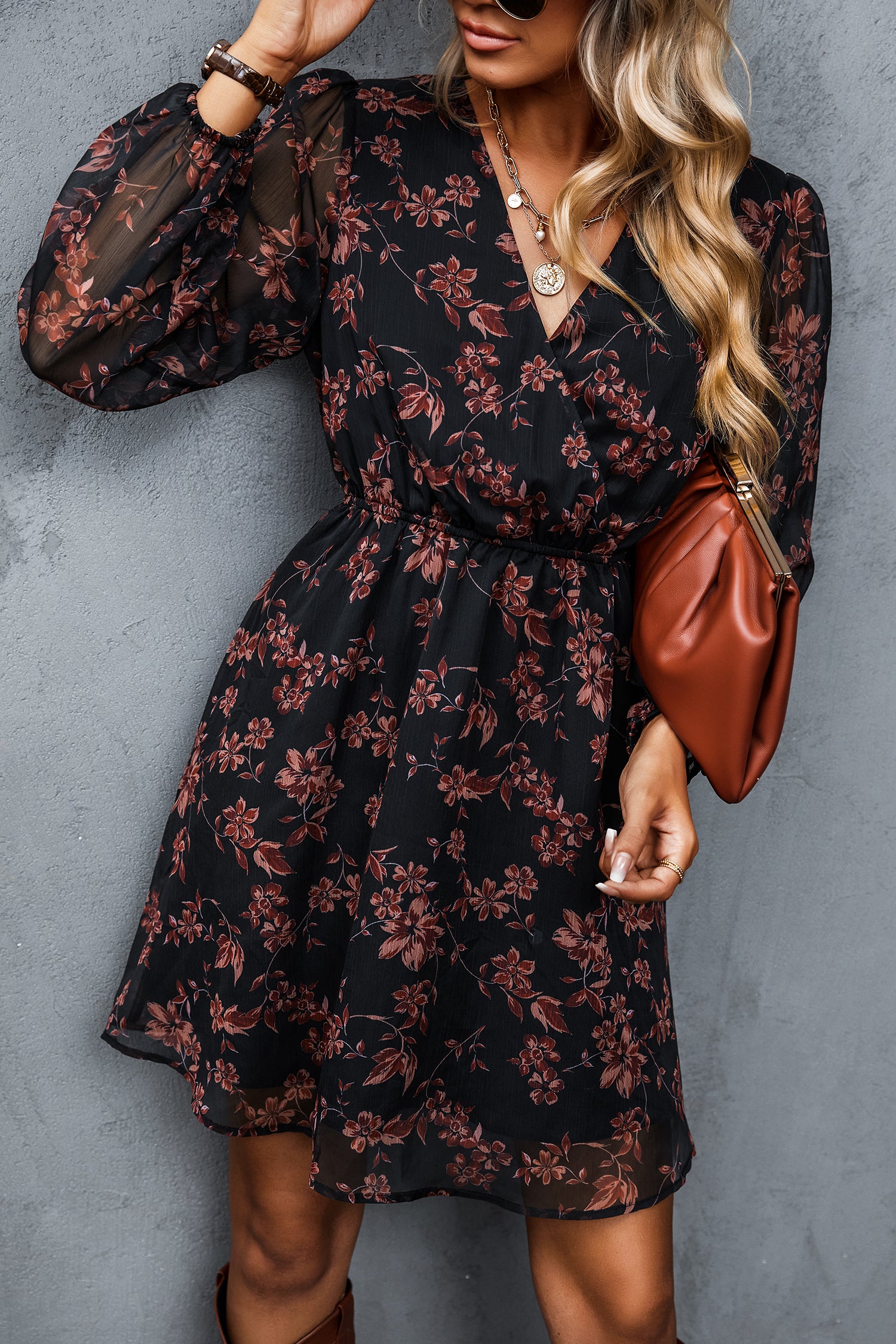Floral Chiffon A-Line Dress