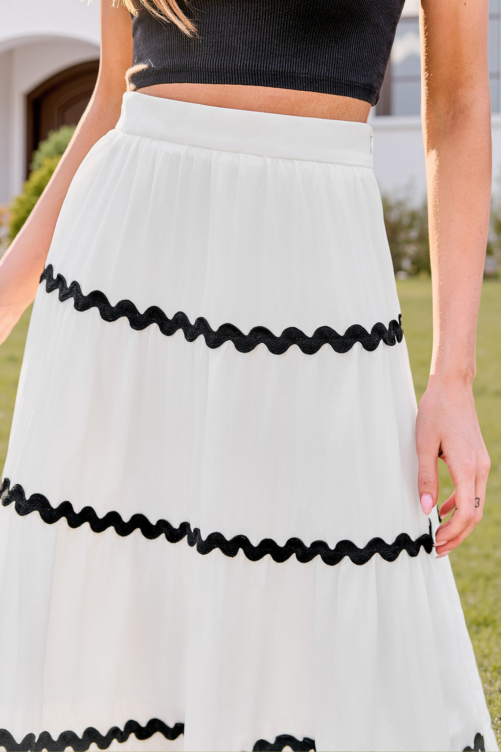Side Note White Midi Skirt