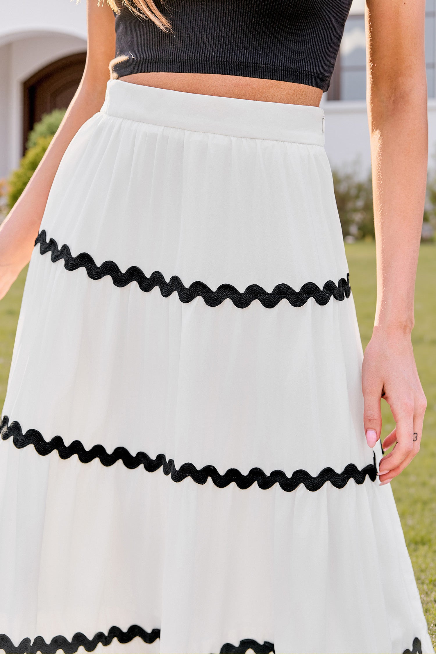 Side Note White Midi Skirt
