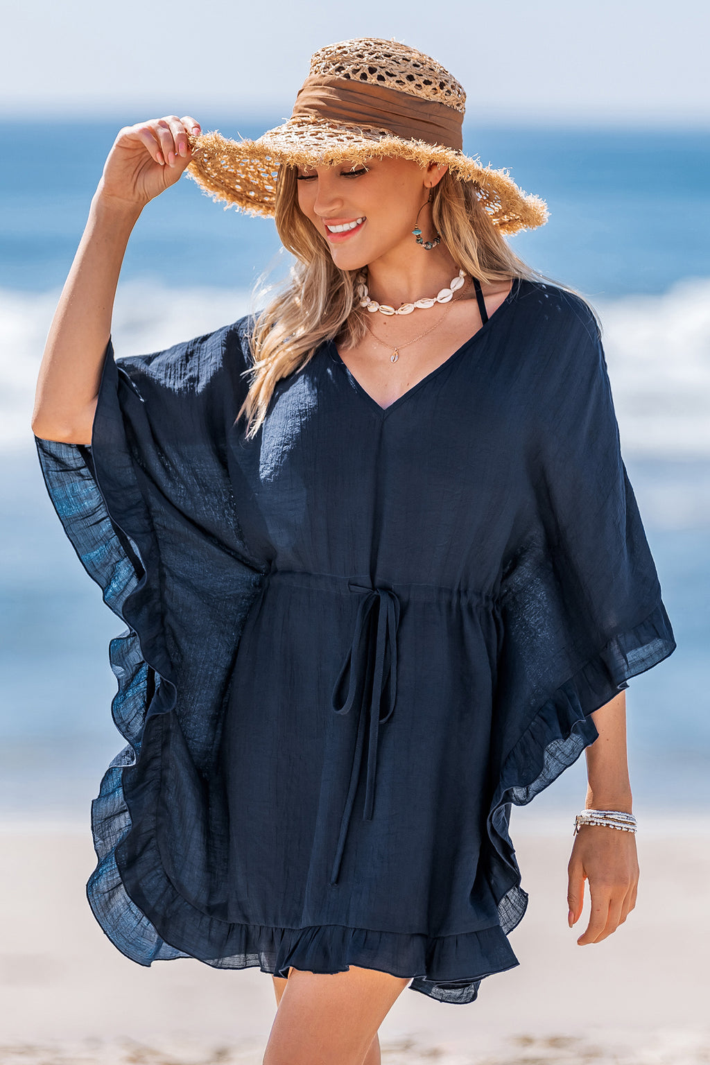 Twirl-Worthy Blue Cover-Up Mini Dress