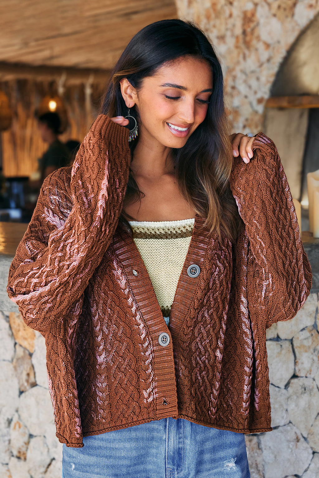 Caf¨¦ Stop Brown Cardigan