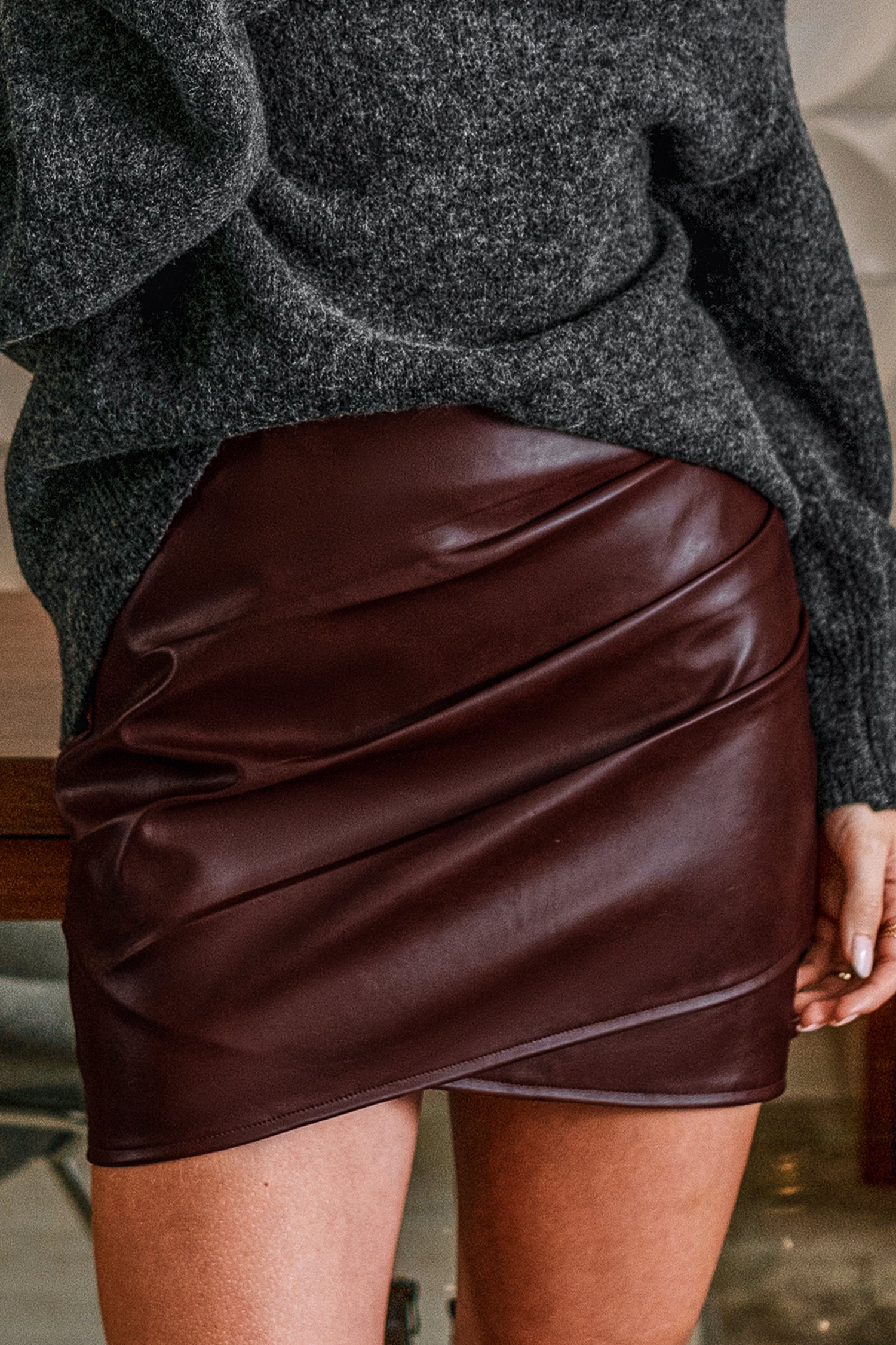 Sassy Strut Burgundy Mini Skirt
