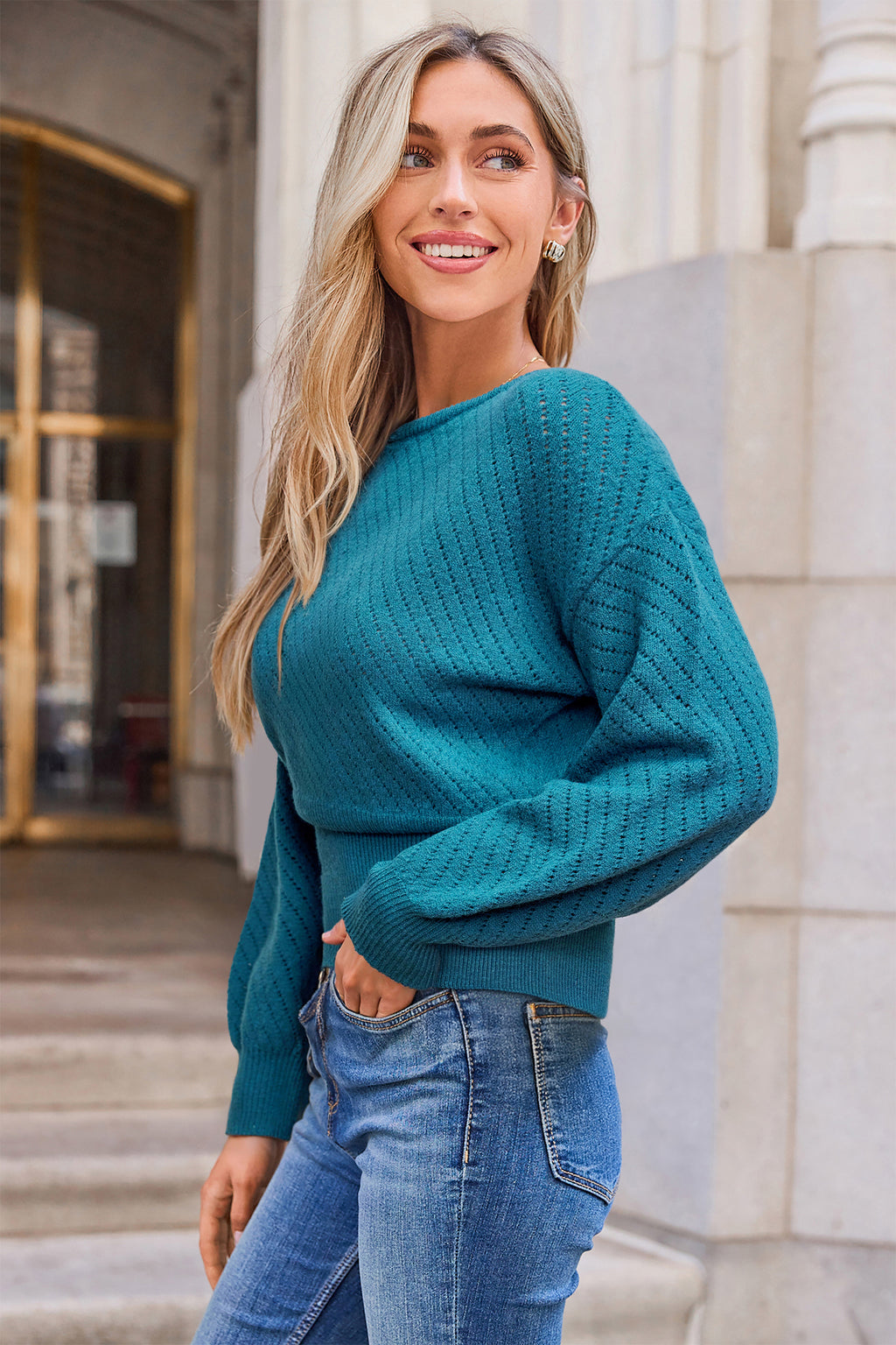 Never Too Late Blue Sweater