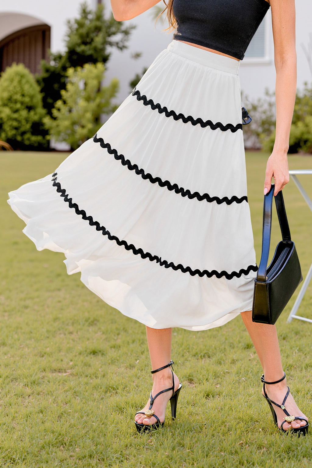 Side Note White Midi Skirt
