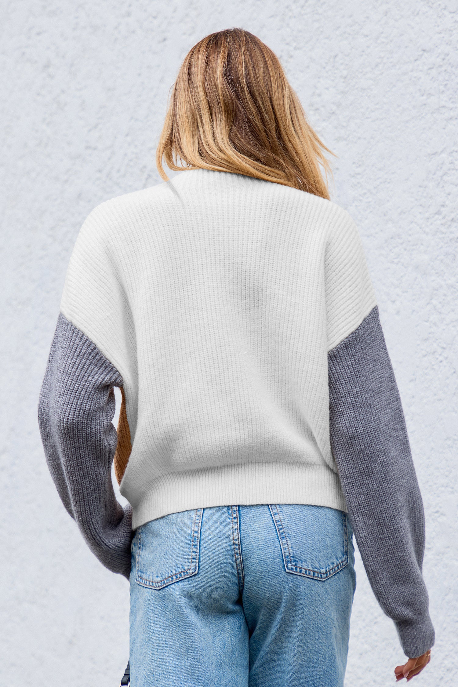 Colorblock High Neck Knit Top