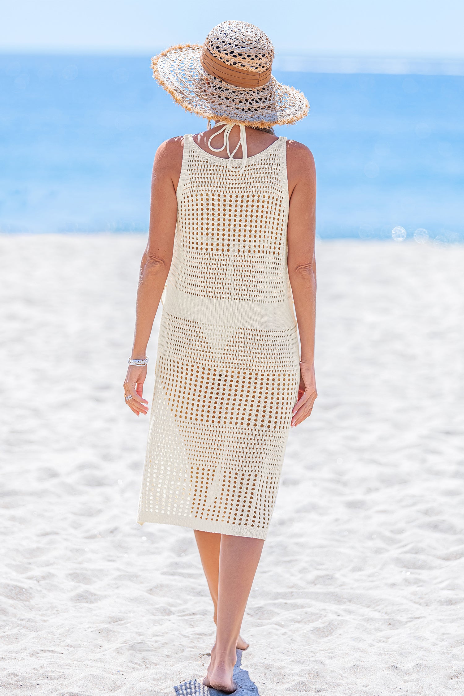 Here and Now Beige Cover-Up Midi Dress