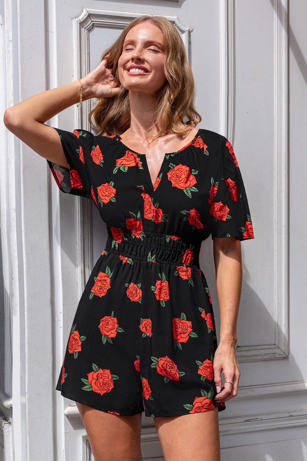 Rose Bloom Floral Romper