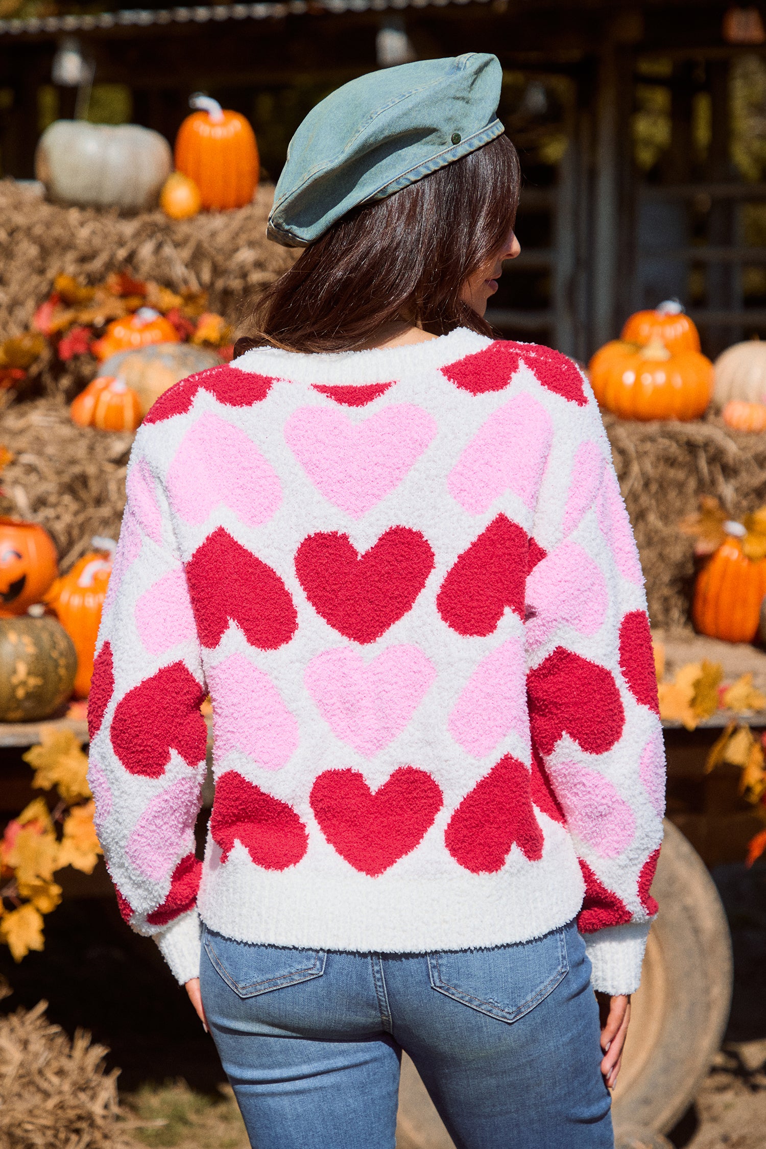 Heart Intarsia Knit Sweater
