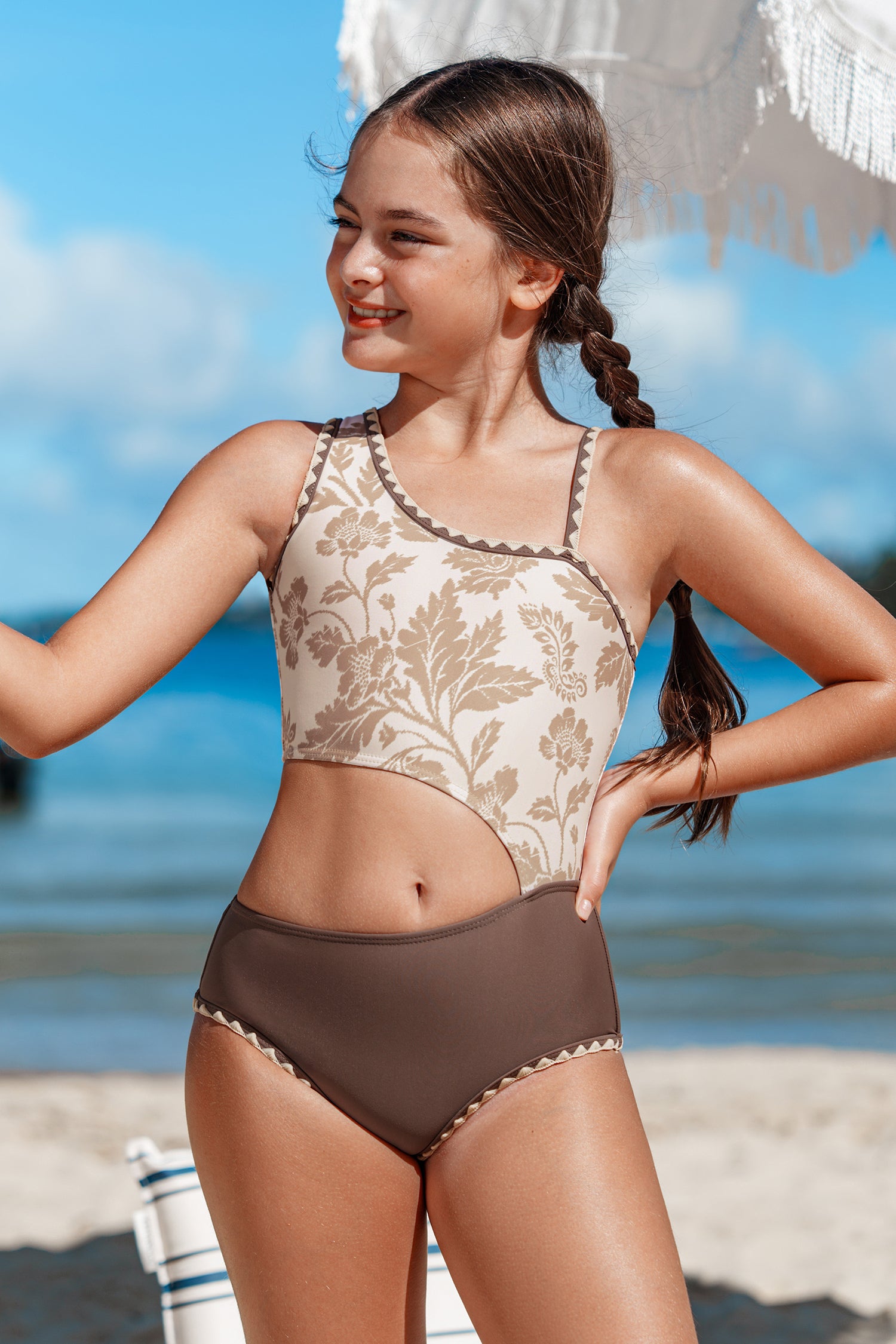 Coral Bud Floral One-Piece Swimsuit