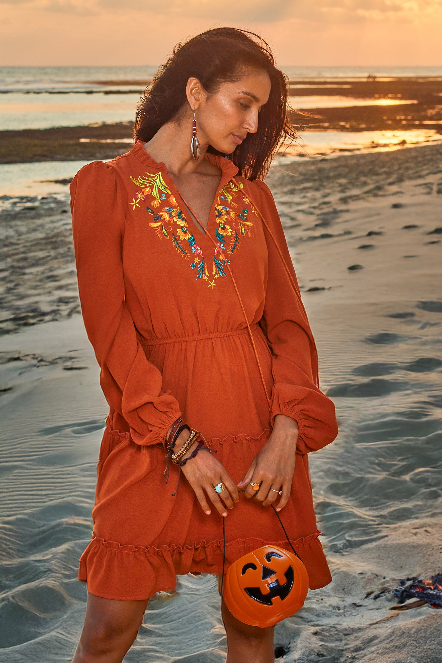 Pumpkin Latte Orange Mini Dress