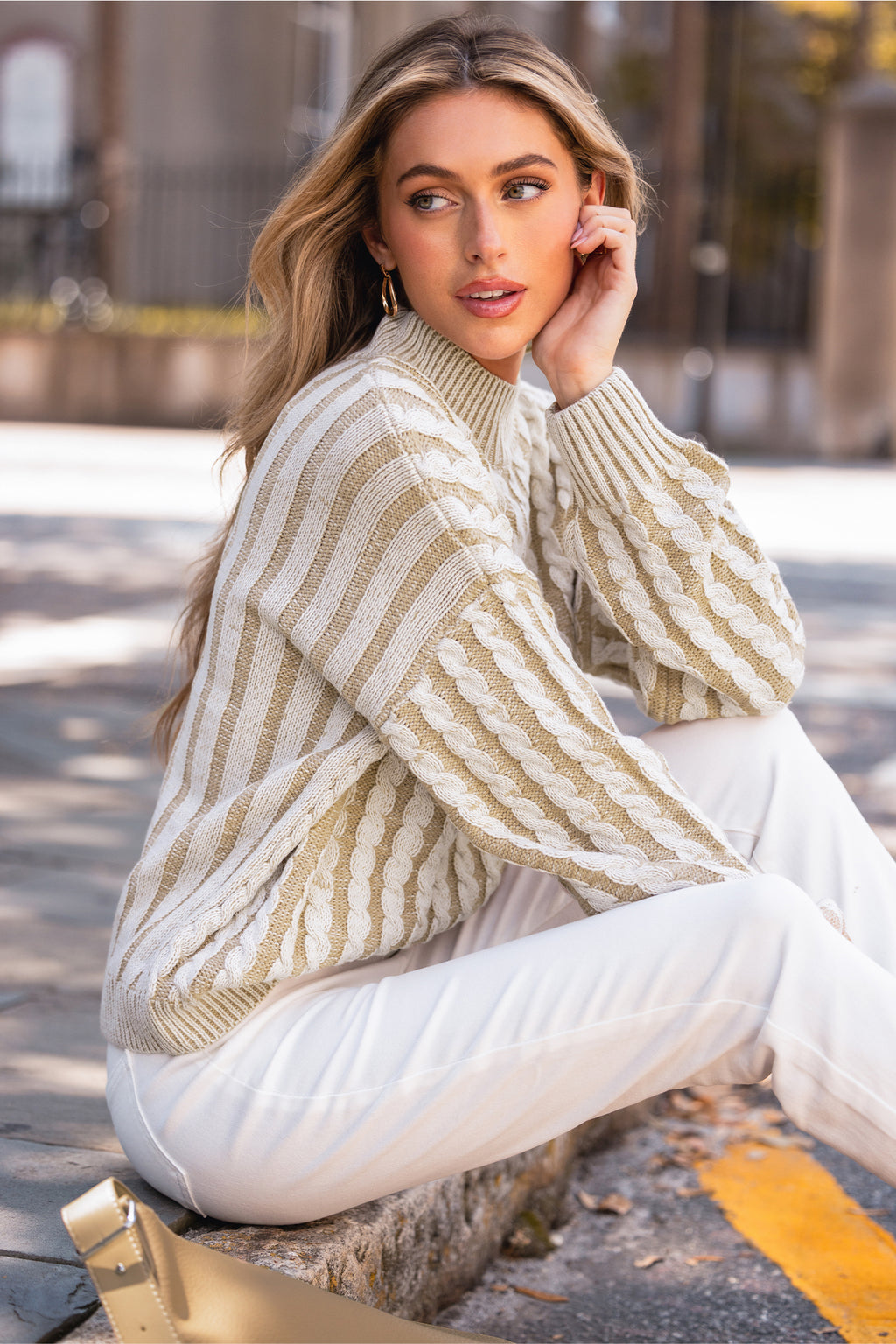 Toasted Twists Beige Sweater