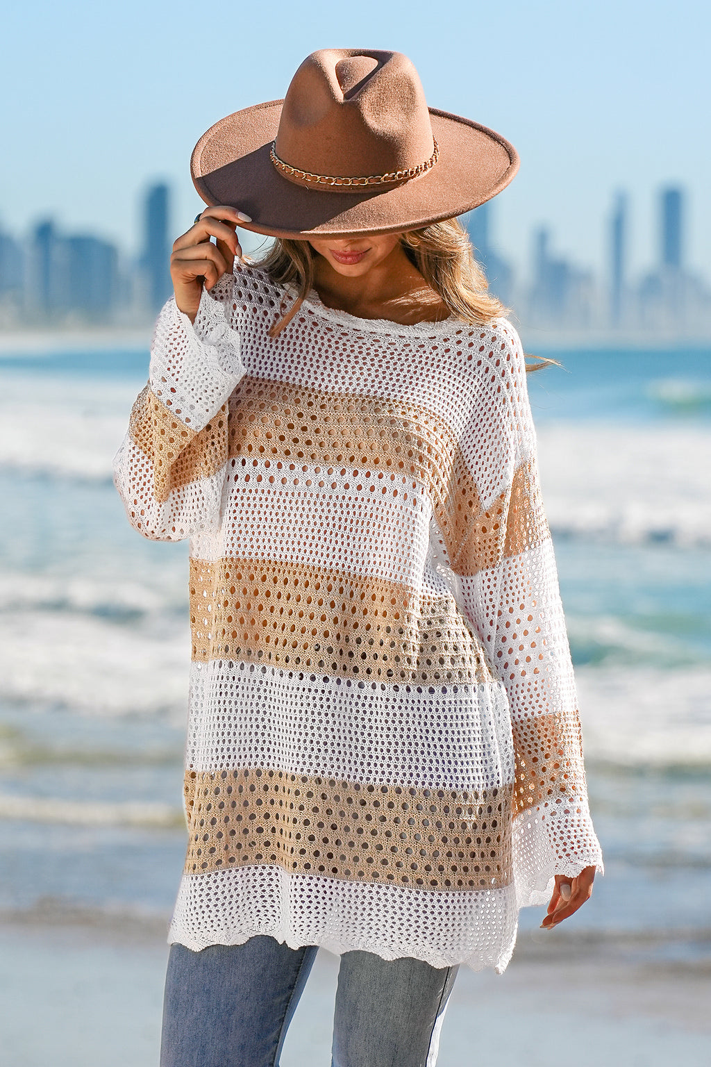 Seaside Siesta Striped Cover-Up Mini Dress