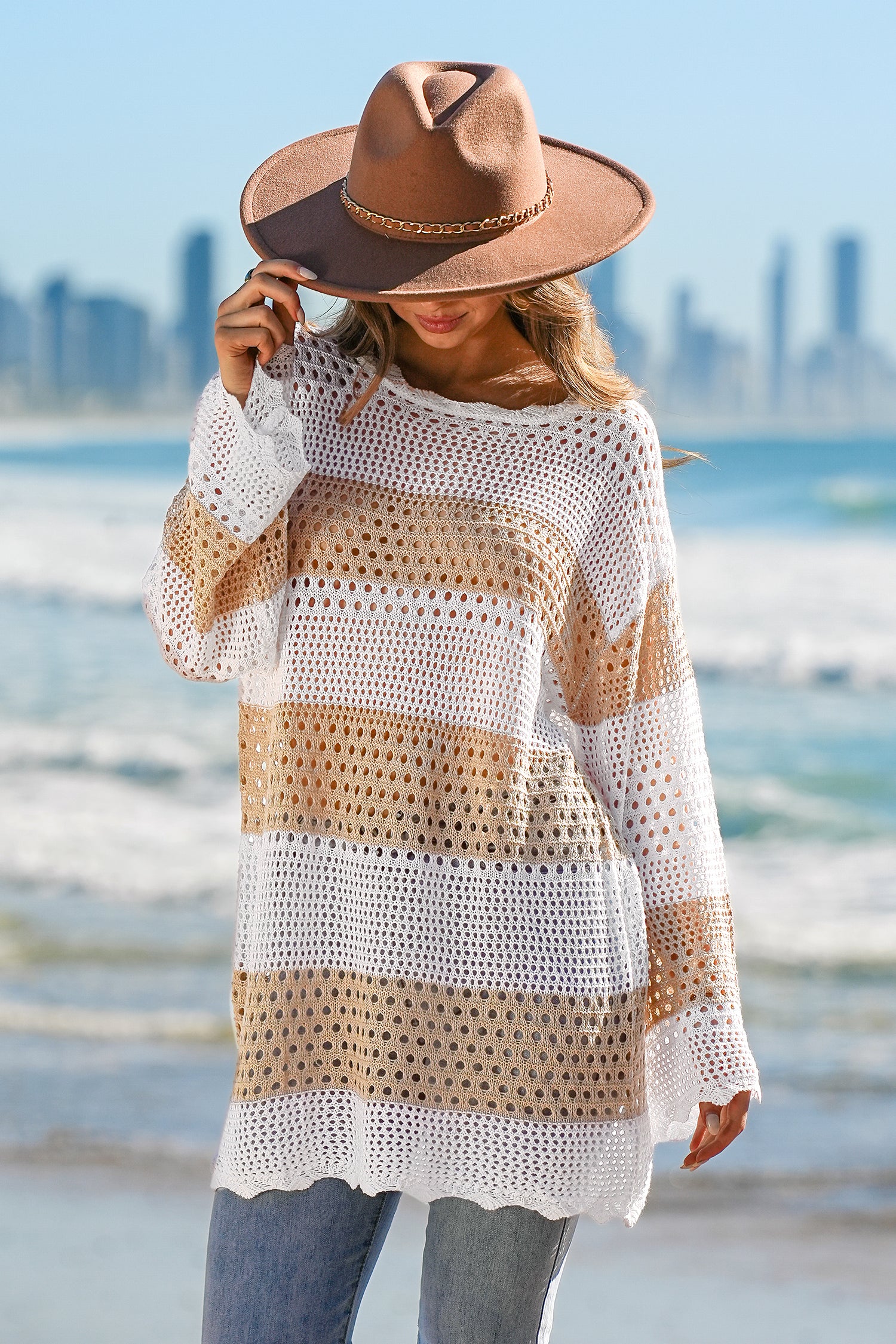 Seaside Siesta Striped Cover-Up Mini Dress