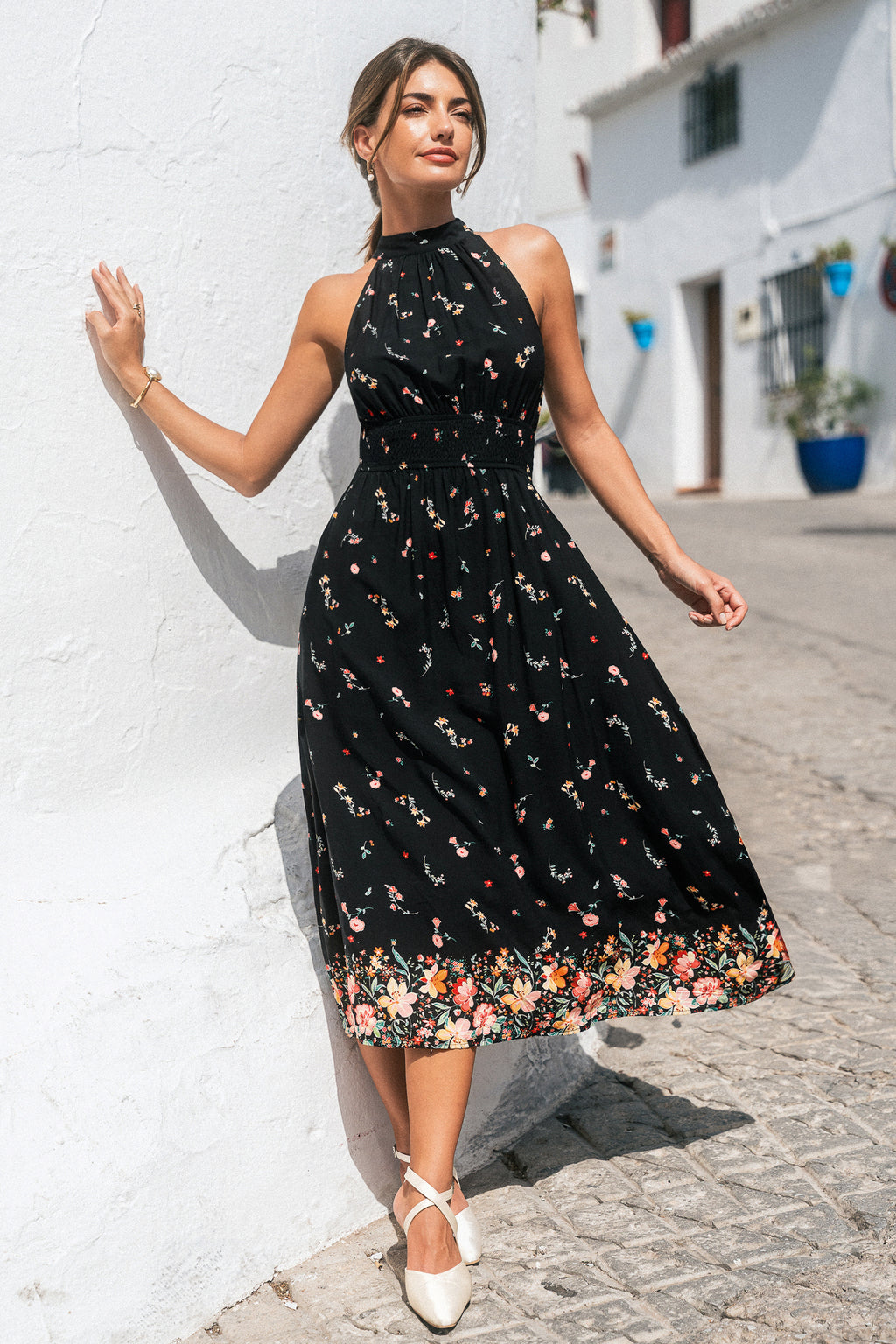 Shadow Blossom Floral Maxi Dress