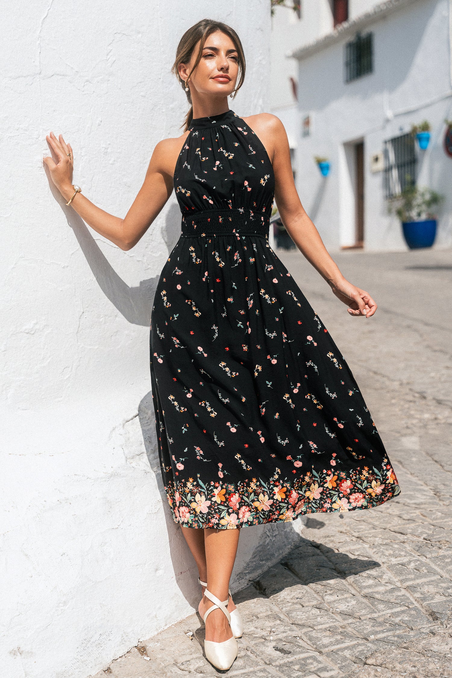 Shadow Blossom Floral Maxi Dress