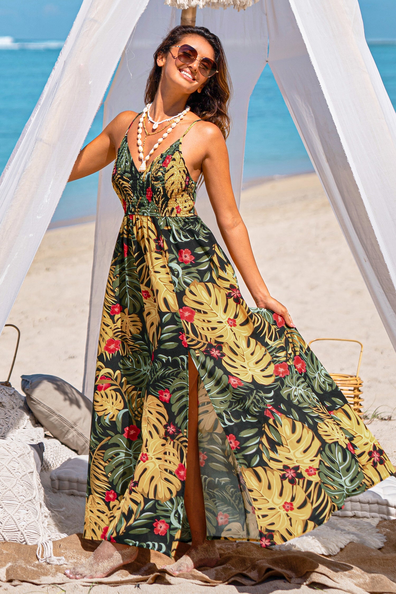 Seaside Story Tropical Maxi Dress