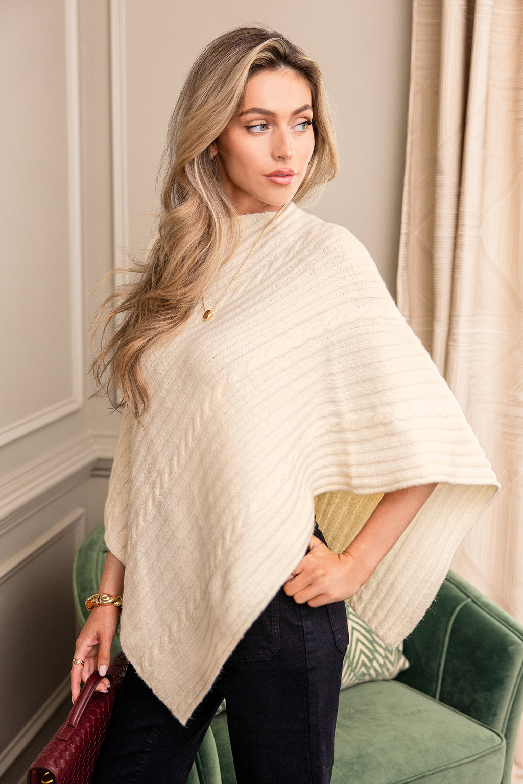 Mademoiselle White Poncho Sweater