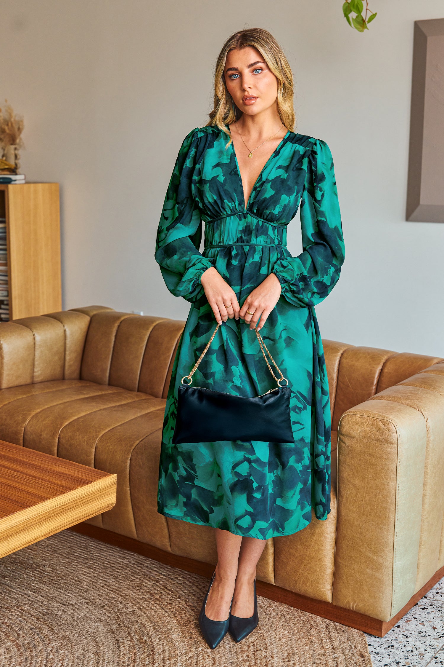 Enchanted Garden Abstract Midi Dress