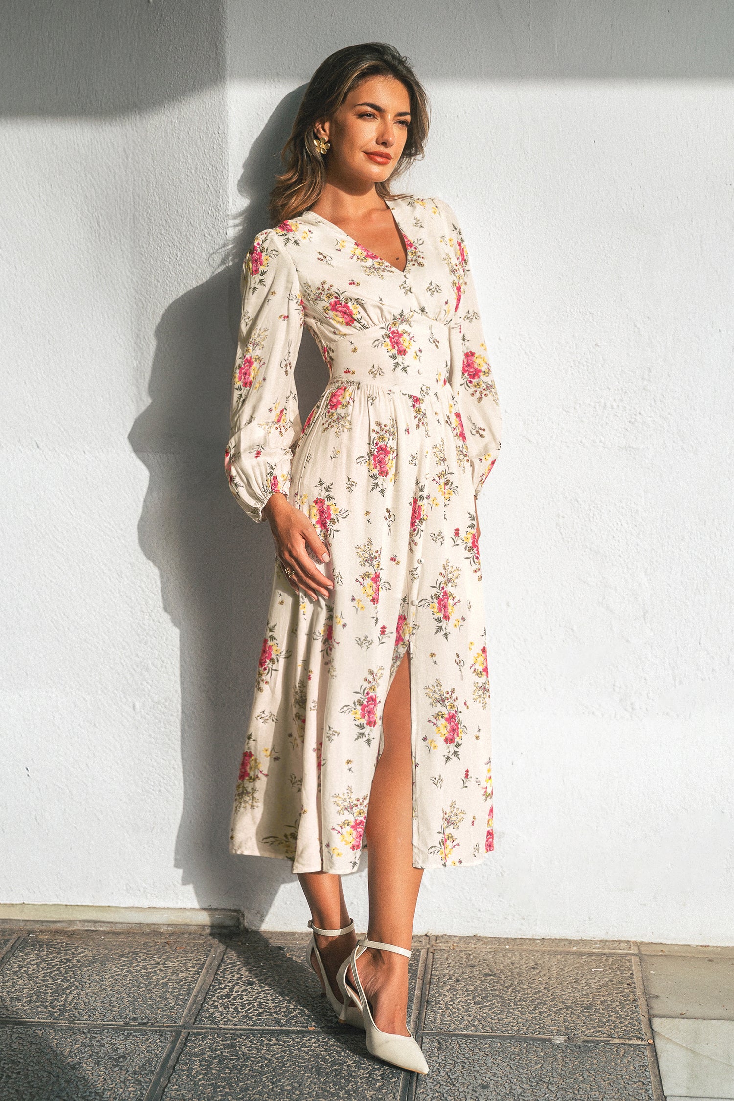 Retro Radiance Floral Maxi Dress