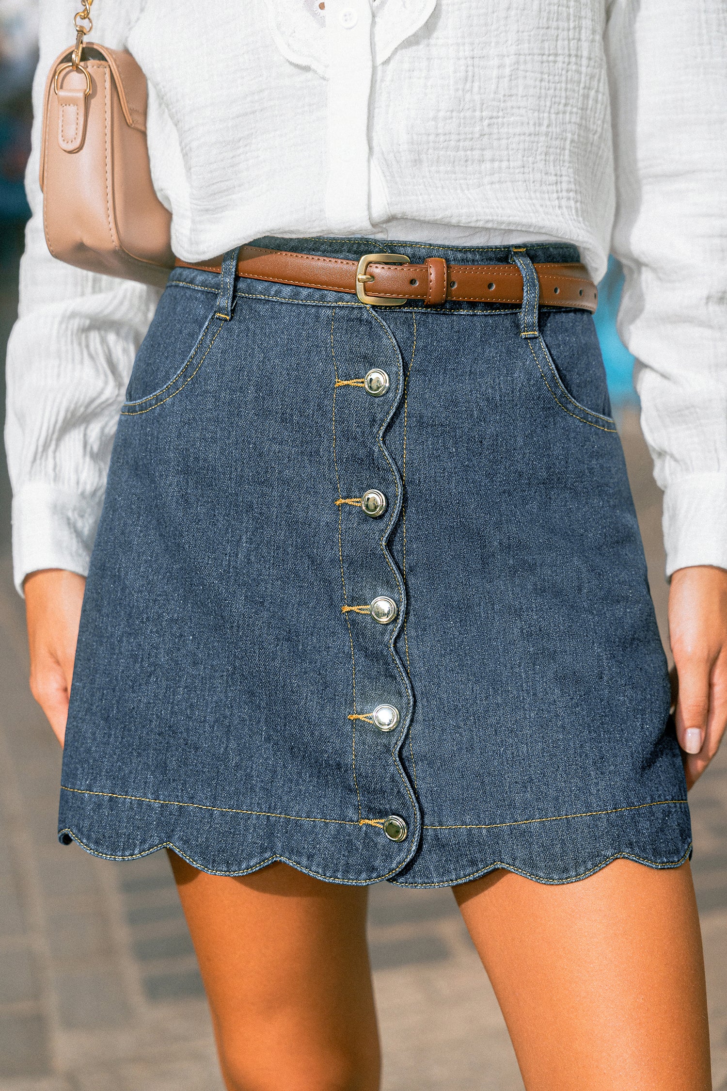Round & Round Light Blue Mini Skirt